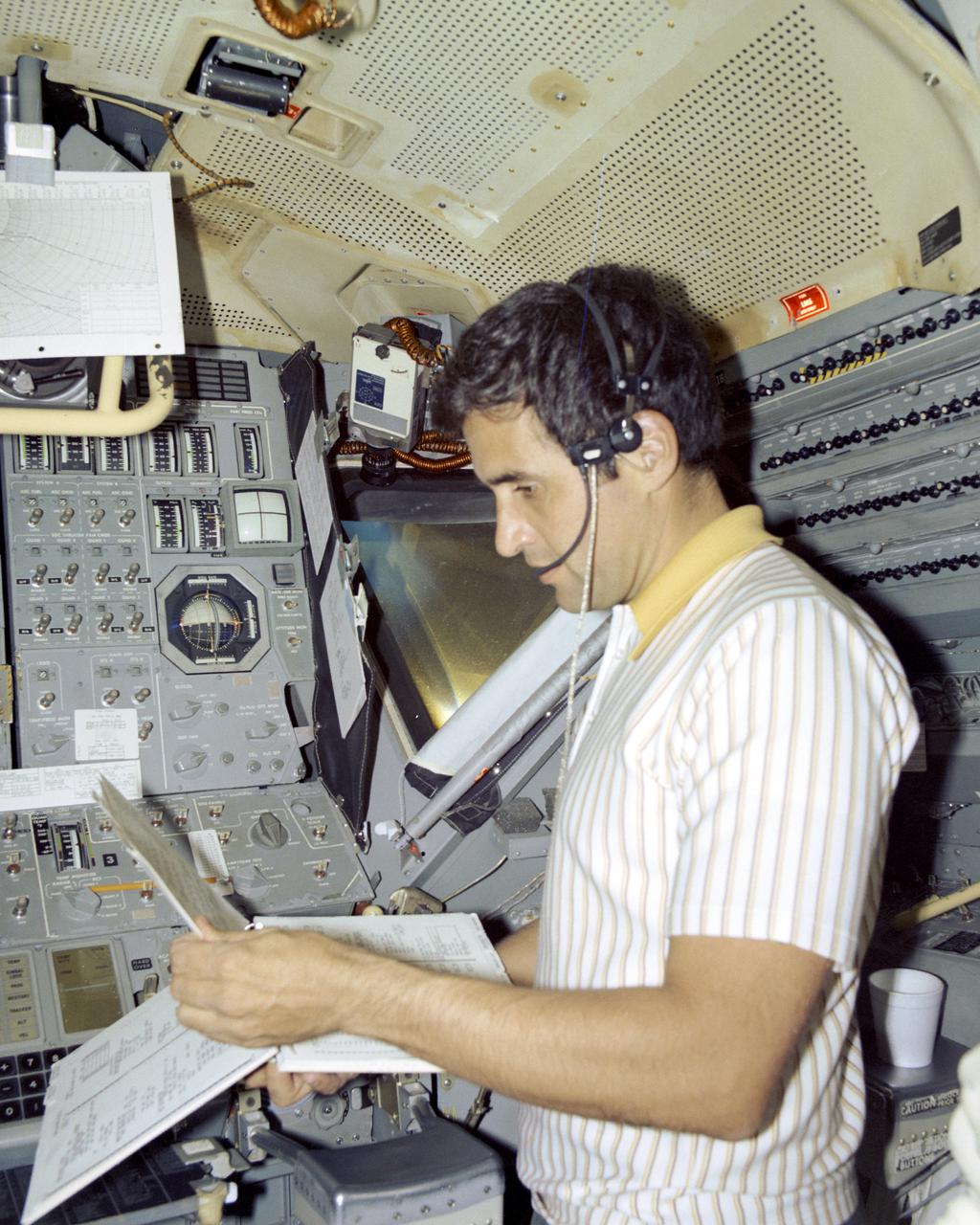 Dr. Harrison H. Schmitt, civilian scientist-astronaut, who will pilot the Lunar Module of Apollo 17 to the Moon’s Surface in December, preps for his task by undergoing training in the Lunar Module Simulator at the Flight Crew Training Building at Kennedy Space Center.  Dr. Schmitt, accompanied by Commander Eugene A. Cernan and Ronald E. Evans, Command Module Pilot, will lift-off from the Center no earlier than December 6.