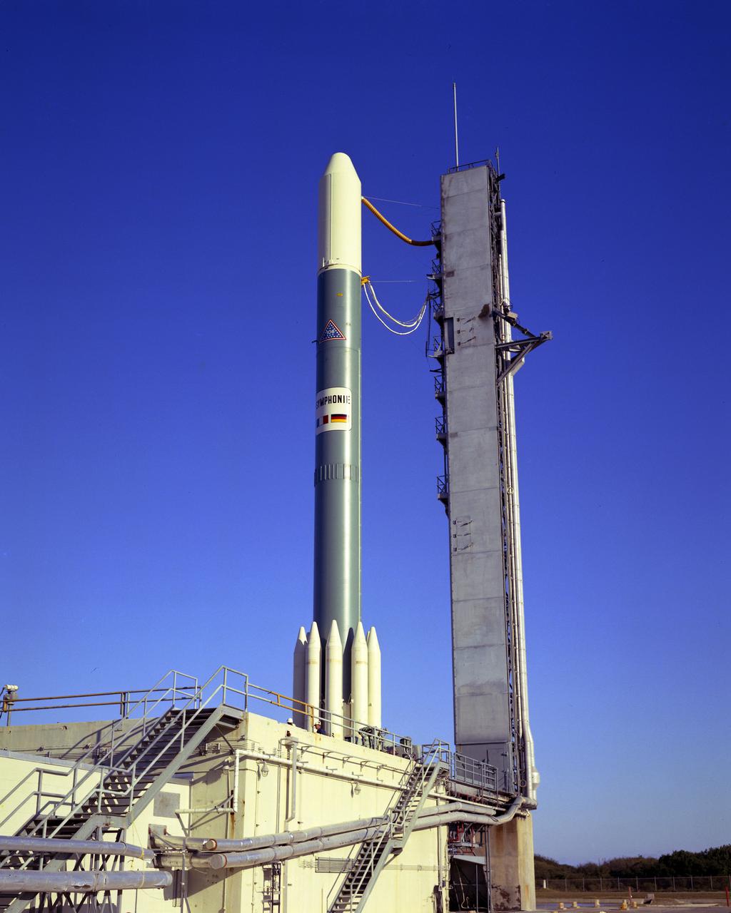 CAPE CANAVERAL, Fla. -- Prelaunch of Symphonie-A on Complex 17-B, a communications satellite for Franco-German industrial consortium.  Photo credit: NASA