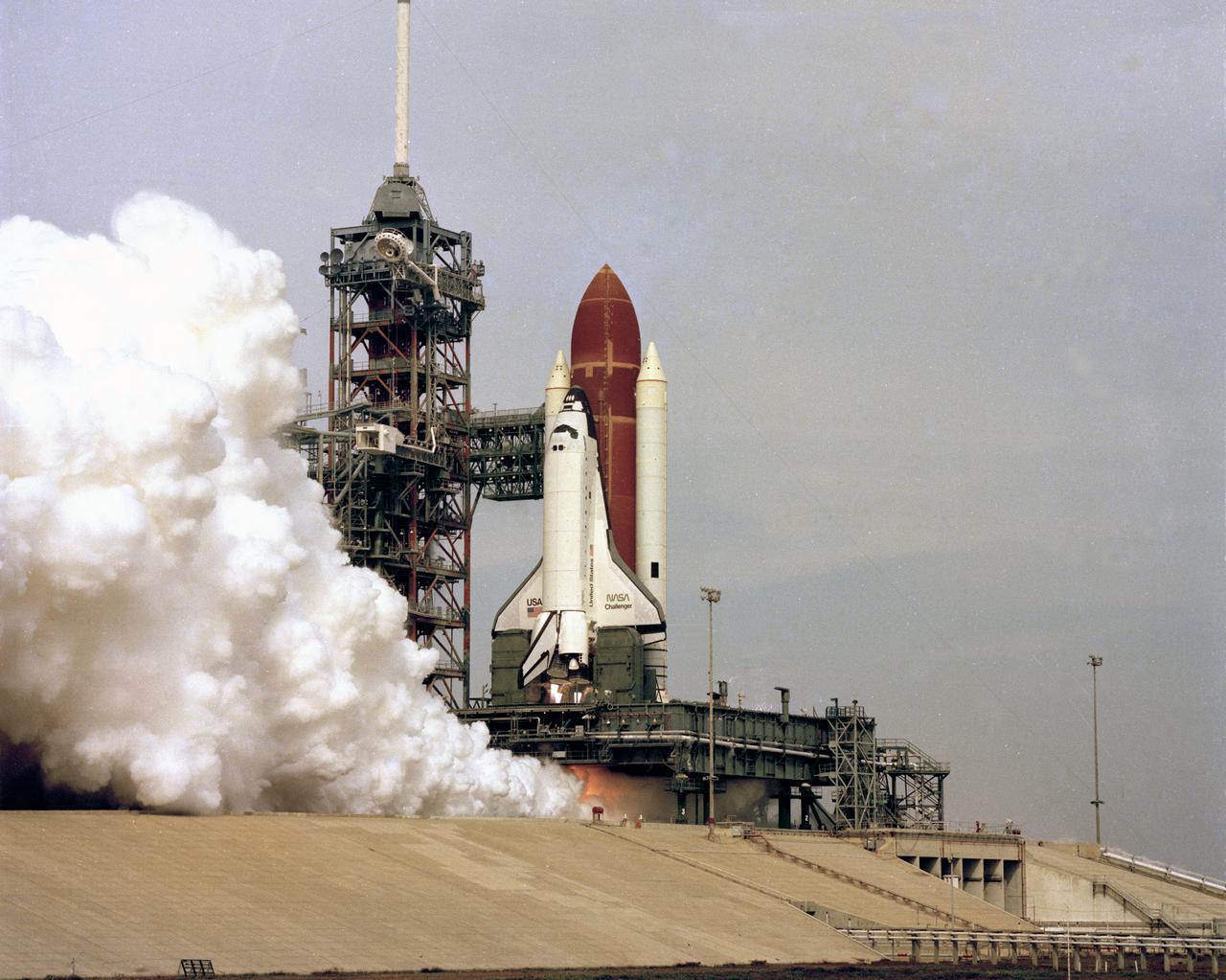 CAPE CANAVERAL, Fla. -- STS-6 second Flight Readiness Firing test, Launch Complex 39. Photo credit: NASA