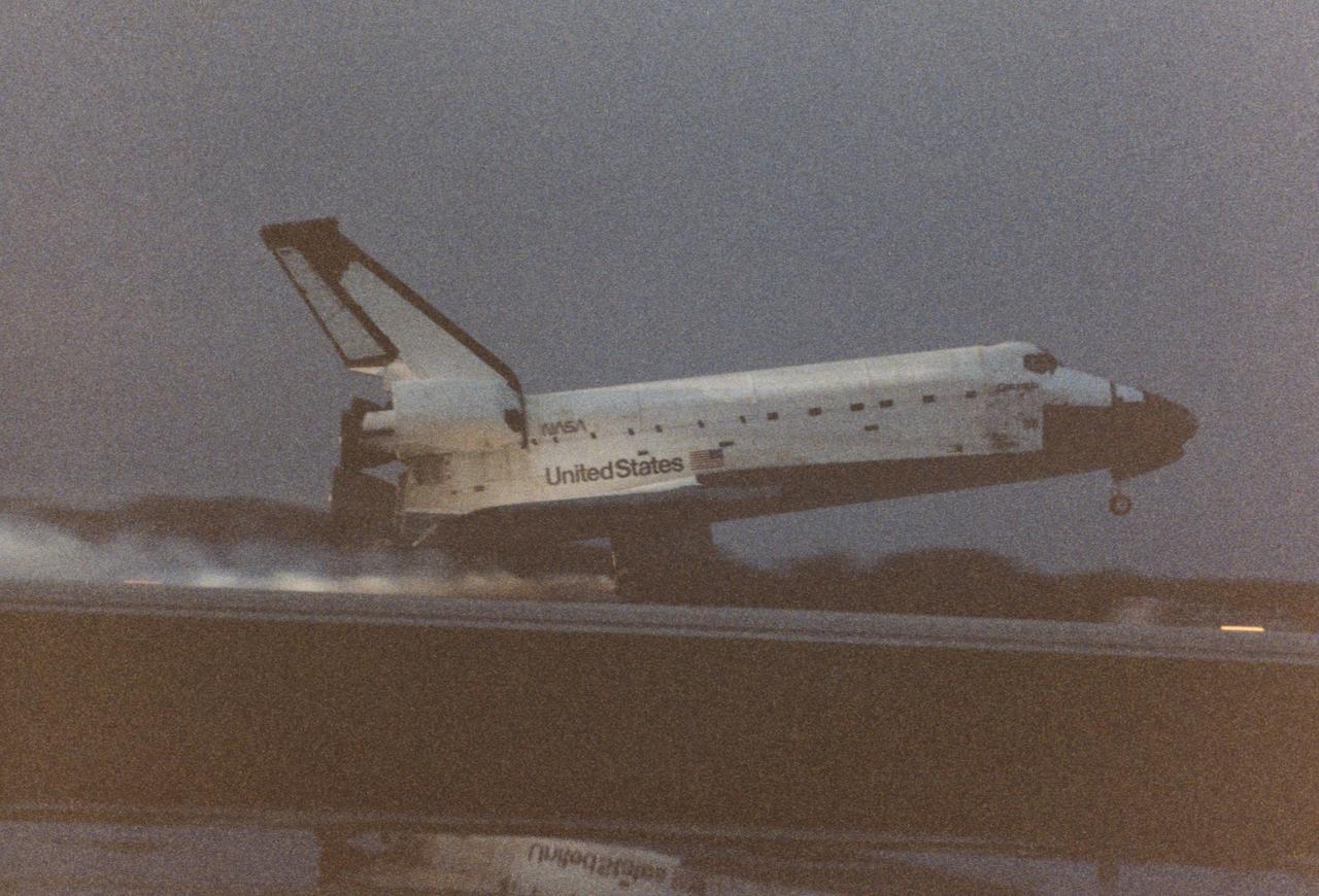 KENNEDY SPACE CENTER, FLA. -- The final Space Shuttle flight of 1996 comes to a successful close as the orbiter Columbia touches down on Runway 33 of KSC’s Shuttle Landing Facility. Main gear touchdown occurred at 6:49:05 a.m. EST, Dec. 7. The mission duration of 17 days, 15 hours and 53 minutes establishes a new record for extended Shuttle flight. The five- member STS-80 crew is led by Commander Kenneth D. Cockrell and Pilot Kent V. Rominger. The three mission specialists on board are Tamara E. Jernigan, Thomas D. Jones and Story Musgrave. At age 61, Musgrave is the oldest person ever to fly in space; he also becomes the first person to fly six times on the Shuttle. The two primary payloads of the 80th Shuttle flight are the Orbiting and Retrievable Far and Extreme Ultraviolet Spectrometer-Shuttle Pallet Satellite II (ORFEUS-SPAS II) and the Wake Shield Facility-3 (WSF-3).