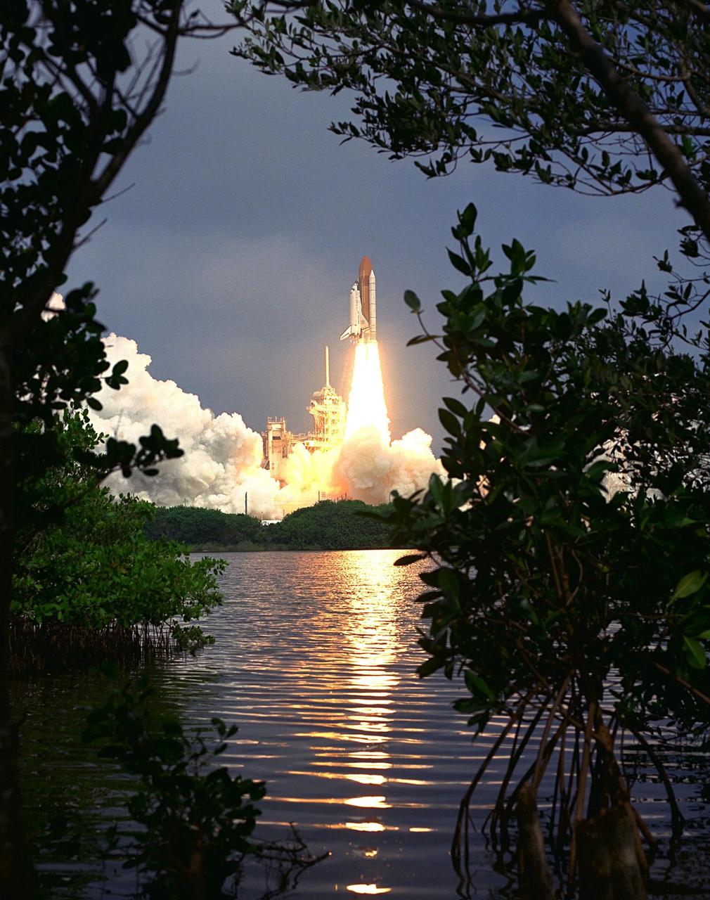 KENNEDY SPACE CENTER, Fla. -- Blasting through the hazy late morning sky, the Space Shuttle Discovery soars from Launch Pad 39A at 10:41 a.m. EDT Aug. 7 on the 11-day STS-85 mission. Aboard Discovery are Commander Curtis L. Brown, Jr.; Pilot Kent V. Rominger, Payload Commander N. Jan Davis, Mission Specialist Robert L. Curbeam, Jr., Mission Specialist Stephen K. Robinson and Payload Specialist Bjarni V. Tryggvason, a Canadian Space Agency astronaut . The primary payload aboard the Space Shuttle orbiter Discovery is the Cryogenic Infrared Spectrometers and Telescopes for the Atmosphere-Shuttle Pallet Satellite-2 (CRISTA-SPAS-2) free-flyer. The CRISTA-SPAS-2 will be deployed on flight day 1 to study trace gases in the Earth’s atmosphere as a part of NASA’s Mission to Planet Earth program. Also aboard the free-flying research platform will be the Middle Atmosphere High Resolution Spectrograph Instrument (MAHRSI). Other payloads on the 11-day mission include the Manipulator Flight Demonstration (MFD), a Japanese Space Agency-sponsored experiment. Also in Discovery’s payload bay are the Technology Applications and Science-1 (TAS-1) and International Extreme Ultraviolet Hitchhiker-2 (IEH-2) experiments