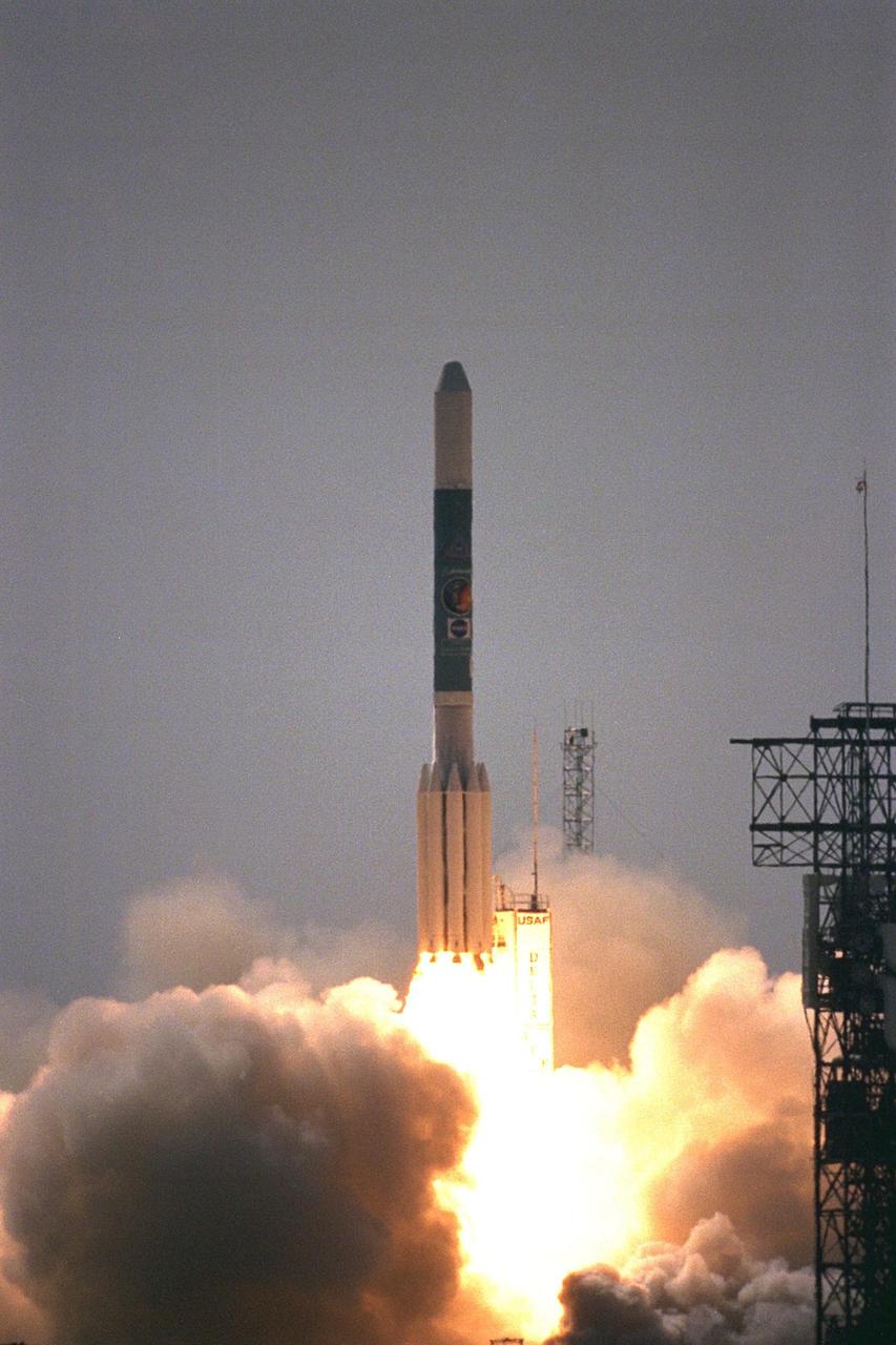 A Boeing Delta II expendable launch vehicle lifts off with NASA’s Advanced Composition Explorer (ACE) observatory at 10:39 a.m. EDT, on Aug. 25, 1997, from Launch Complex 17A, Cape Canaveral Air Station. This is the second Delta launch under the Boeing name and the first from Cape Canaveral. Launch was scrubbed one day by Air Force range safety personnel because two commercial fishing vessels were within the Delta’s launch danger area. The ACE spacecraft will study low-energy particles of solar origin and high-energy galactic particles on its one-million-mile journey. The collecting power of instruments aboard ACE is 10 to 1,000 times greater than anything previously flown to collect similar data by NASA. Study of these energetic particles may contribute to our understanding of the formation and evolution of the solar system. ACE has a two-year minimum mission lifetime and a goal of five years of service. ACE was built for NASA by the Johns Hopkins Applied Physics Laboratory and is managed by the Explorer Project Office at NASA's Goddard Space Flight Center. The lead scientific institution is the California Institute of Technology (Caltech) in Pasadena, Calif
