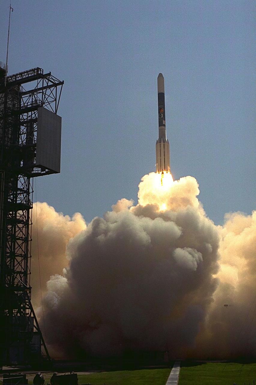 A Boeing Delta II expendable launch vehicle lifts off with NASA’s Advanced Composition Explorer (ACE) observatory at 10:39 a.m. EDT, on Aug. 25, 1997, from Launch Complex 17A, Cape Canaveral Air Station. This is the second Delta launch under the Boeing name and the first from Cape Canaveral. Launch was scrubbed one day by Air Force range safety personnel because two commercial fishing vessels were within the Delta’s launch danger area. The ACE spacecraft will study low-energy particles of solar origin and high-energy galactic particles on its one-million-mile journey. The collecting power of instruments aboard ACE is 10 to 1,000 times greater than anything previously flown to collect similar data by NASA. Study of these energetic particles may contribute to our understanding of the formation and evolution of the solar system. ACE has a two-year minimum mission lifetime and a goal of five years of service. ACE was built for NASA by the Johns Hopkins Applied Physics Laboratory and is managed by the Explorer Project Office at NASA's Goddard Space Flight Center. The lead scientific institution is the California Institute of Technology (Caltech) in Pasadena, Calif