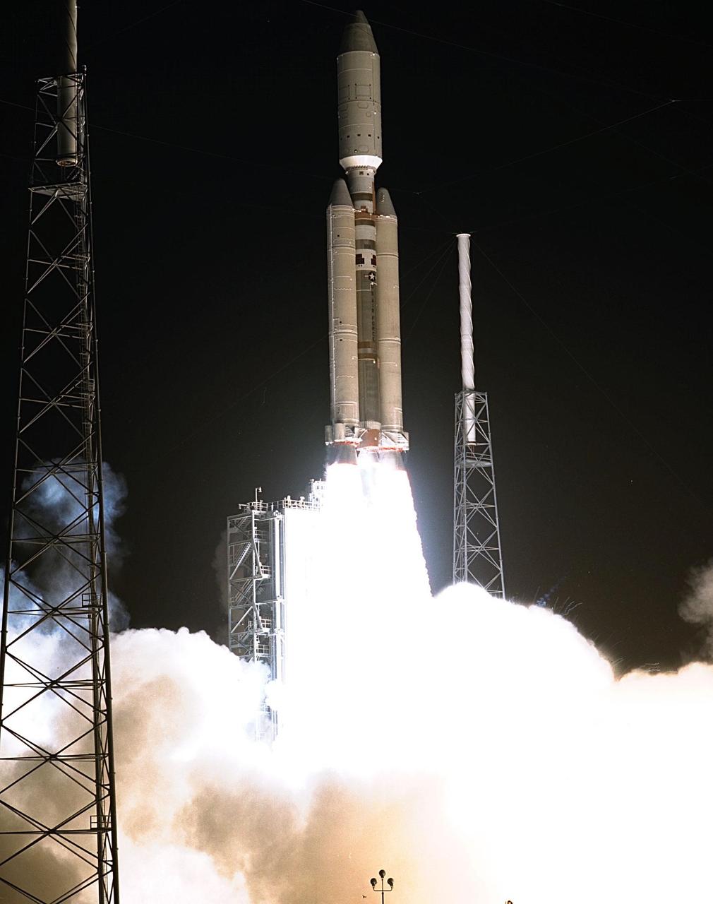 KENNEDY SPACE CENTER, FLA. -- A seven-year journey to the ringed planet Saturn begins with the liftoff of a Titan IVB/Centaur carrying the Cassini orbiter and its attached Huygens probe. Launch occurred at 4:43 a.m. EDT, Oct. 15, from Launch Complex 40 on Cape Canaveral Air Station. After a 2.2-billion mile journey that will include two swingbys of Venus and one of Earth to gain additional velocity, the two-story tall spacecraft will arrive at Saturn in July 2004. The orbiter will circle the planet for four years, its complement of 12 scientific instruments gathering data about Saturn's atmosphere, rings and magnetosphere and conducting closeup observations of the Saturnian moons. Huygens, with a separate suite of six science instruments, will separate from Cassini to fly on a ballistic trajectory toward Titan, the only celestial body besides Earth to have an atmosphere rich in nitrogen. Scientists are eager to study further this chemical similarity in hopes of learning more about the origins of our own planet Earth. Huygens will provide the first direct sampling of Titan's atmospheric chemistry and the first detailed photographs of its surface. The Cassini mission is an international effort involving NASA, the European Space Agency (ESA) and the Italian Space Agency, Agenzia Spaziale Italiana (ASI). The Jet Propulsion Laboratory manages the U.S. contribution to the mission for NASA's Office of Space Science. The major U.S. contractor is Lockheed Martin, which provided the launch vehicle and upper stage, spacecraft propulsion module and radioisotope thermoelectric generators that will provide power for the spacecraft. The Titan IV/Centaur is a U.S. Air Force launch vehicle, and launch operations were managed by the 45th Space Wing