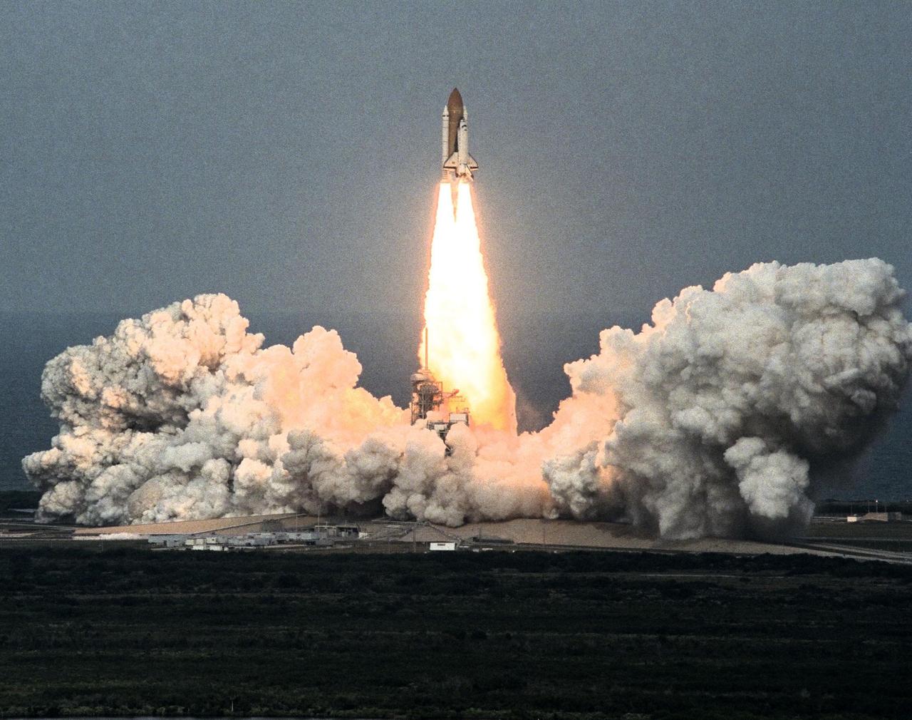 Like a rising sun lighting up the afternoon sky, the Space Shuttle Columbia soars from Launch Pad 39B at 2:46:00 p.m. EST, November 19, on the fourth flight of the United States Microgravity Payload and Spartan-201 satellite. The crew members include Mission Commander Kevin Kregel.; Pilot Steven Lindsey; Mission Specialists Kalpana Chawla, Ph.D., Winston Scott, and Takao Doi, Ph.D., of the National Space Development Agency of Japan; and Payload Specialist Leonid Kadenyuk of the National Space Agency of Ukraine. During the 16-day STS-87 mission, the crew will oversee experiments in microgravity; deploy and retrieve a solar satellite; and test a new experimental camera, the AERCam Sprint. Dr. Doi and Scott also will perform a spacewalk to practice International Space Station maneuvers