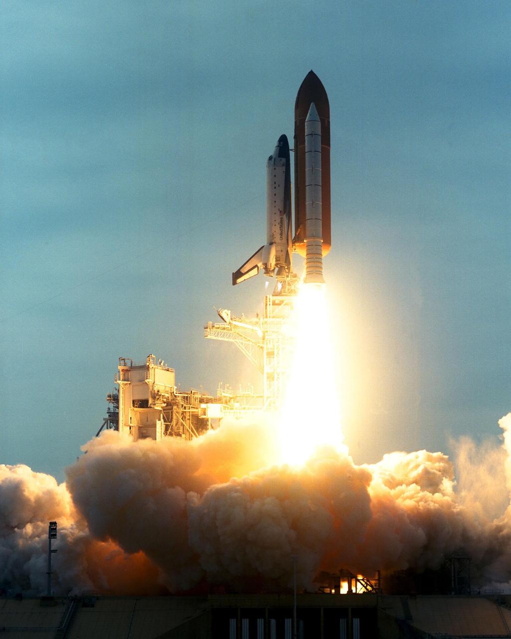 Like a rising sun lighting up the afternoon sky, the Space Shuttle Columbia soars from Launch Pad 39B at 2:46:00 p.m. EST, November 19, on the fourth flight of the United States Microgravity Payload and Spartan-201 satellite. The crew members include Mission Commander Kevin Kregel.; Pilot Steven Lindsey; Mission Specialists Kalpana Chawla, Ph.D., Winston Scott, and Takao Doi, Ph.D., of the National Space Development Agency of Japan; and Payload Specialist Leonid Kadenyuk of the National Space Agency of Ukraine. During the 16-day STS-87 mission, the crew will oversee experiments in microgravity; deploy and retrieve a solar satellite; and test a new experimental camera, the AERCam Sprint. Dr. Doi and Scott also will perform a spacewalk to practice International Space Station maneuvers