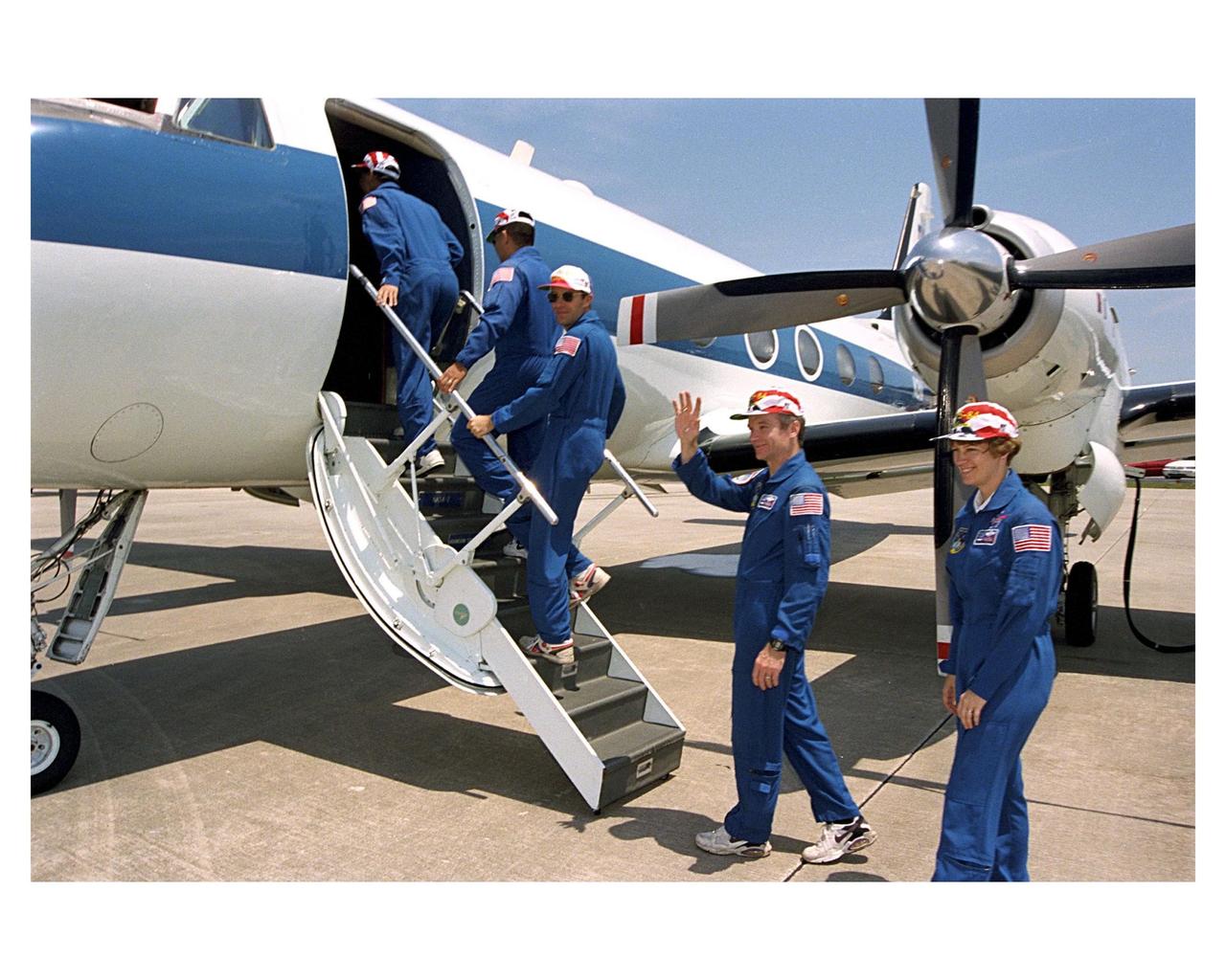 STS-83 crew departure from Patrick Air Force Base