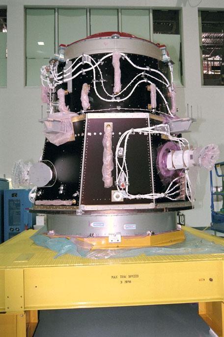 KENNEDY SPACE CENTER, FLA. -- The Pressurized Mating Adapter 2 (PMA 2), part of the first International Space Station (ISS) element to be launched from the U.S., awaits prelaunch processing in the Space Station Processing Facility after its arrival at KSC.  PMAs 1 and 2 attached to a component called Node 1, a Station structural building block, will make up the first U.S.-launched ISS element.  The Node 1/PMA assembly will provide key connecting points in orbit for other Space Station modules and for docking of the orbiter with the ISS.  PMA 1 will provide the interface between U.S. and Russian elements of the Station; PMA 2 will provide a Shuttle orbiter docking area.  The Node 1/PMA assembly is targeted for liftoff aboard the Space Shuttle Endeavour on STS-88 in July 1998.