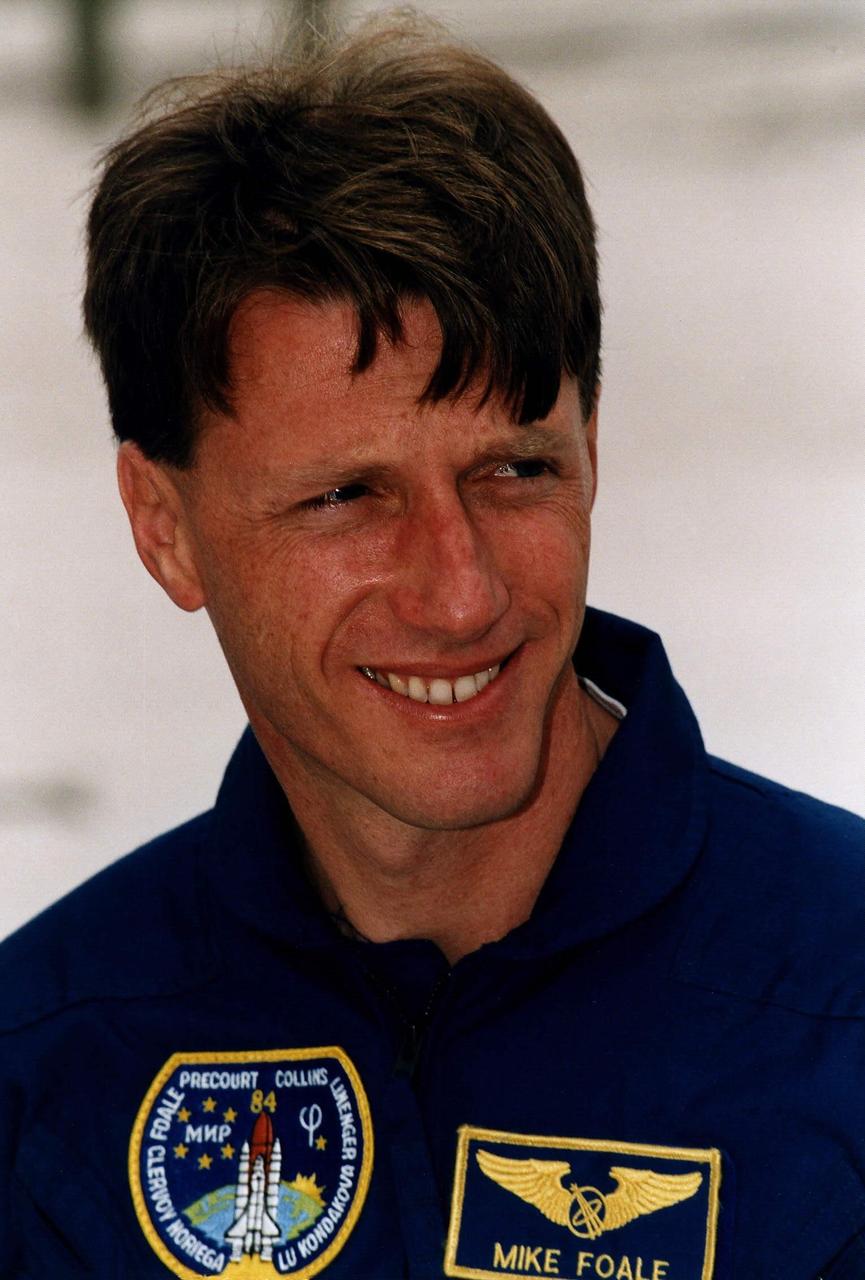 STS-84 Mission Specialist C. Michael Foale participates in Terminal Countdown Demonstration Test (TCDT) activities at Launch Pad 39A. STS-84 will be the sixth docking of the Space Shuttle with the Russian Space Station Mir. Foale, a veteran of three space flights, will transfer to the space station and become a member of the Mir 23 crew, replacing U.S. astronaut Jerry M. Linenger, who will return to Earth aboard Atlantis. Foale will live and work on Mir until mid-September when his replacement is expected to arrive on the STS-86 mission. STS-84 is targeted for a May 15 liftoff