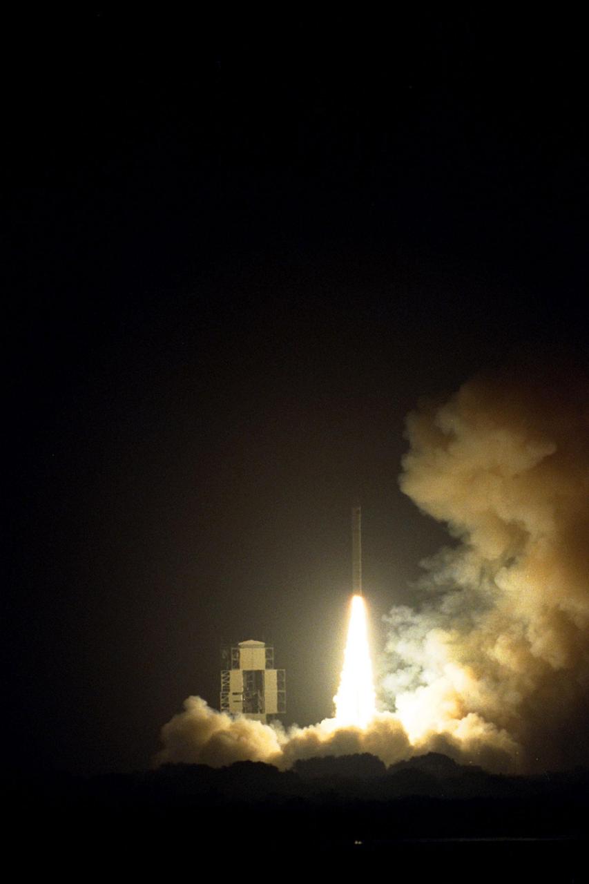 NASA’s Lunar Prospector spacecraft launched successfully on its way to the moon from Launch Complex 46 (LC46) at Cape Canaveral Air Station on Jan. 6 at 9:28 p.m. EST. It was the inaugural launch of Lockheed Martin's Athena II launch vehicle and the first launch from LC46, operated by Spaceport Florida Authority. Lunar Prospector, built for the NASA Ames Research Center by Lockheed Martin, is a spin-stabilized spacecraft designed to provide NASA with the first global maps of the moon’s surface and its gravitational magnetic fields, as well as look for the possible presence of ice near the lunar poles. It will orbit the Moon at an altitude of approximately 63 miles during a one-year mission