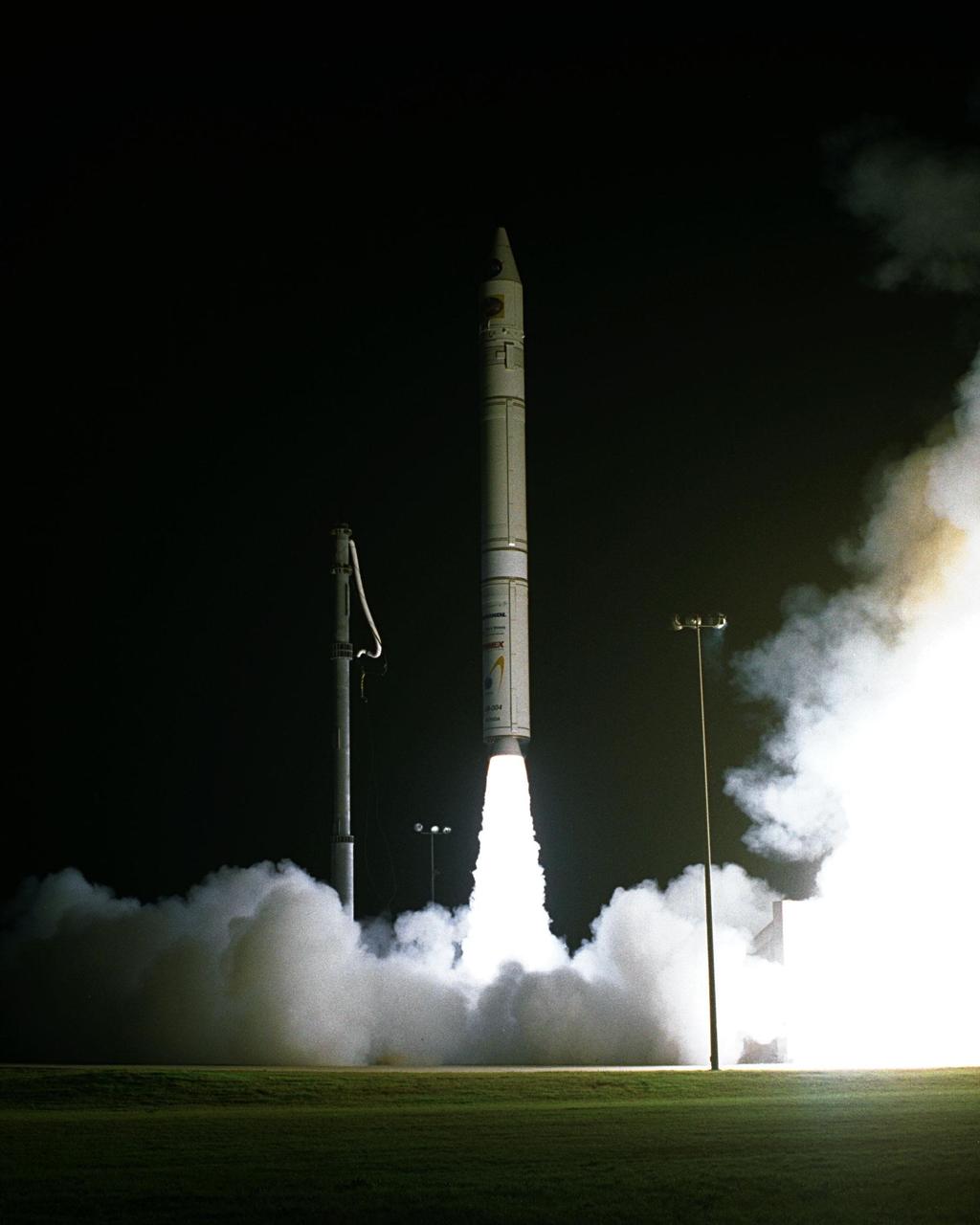 NASA’s Lunar Prospector spacecraft launched successfully on its way to the moon from Launch Complex 46 (LC46) at Cape Canaveral Air Station on Jan. 6 at 9:28 p.m. EST. It was the inaugural launch of Lockheed Martin's Athena II launch vehicle and the first launch from LC46, operated by Spaceport Florida Authority. Lunar Prospector, built for the NASA Ames Research Center by Lockheed Martin, is a spin-stabilized spacecraft designed to provide NASA with the first global maps of the moon’s surface and its gravitational magnetic fields, as well as look for the possible presence of ice near the lunar poles. It will orbit the Moon at an altitude of approximately 63 miles during a one-year mission