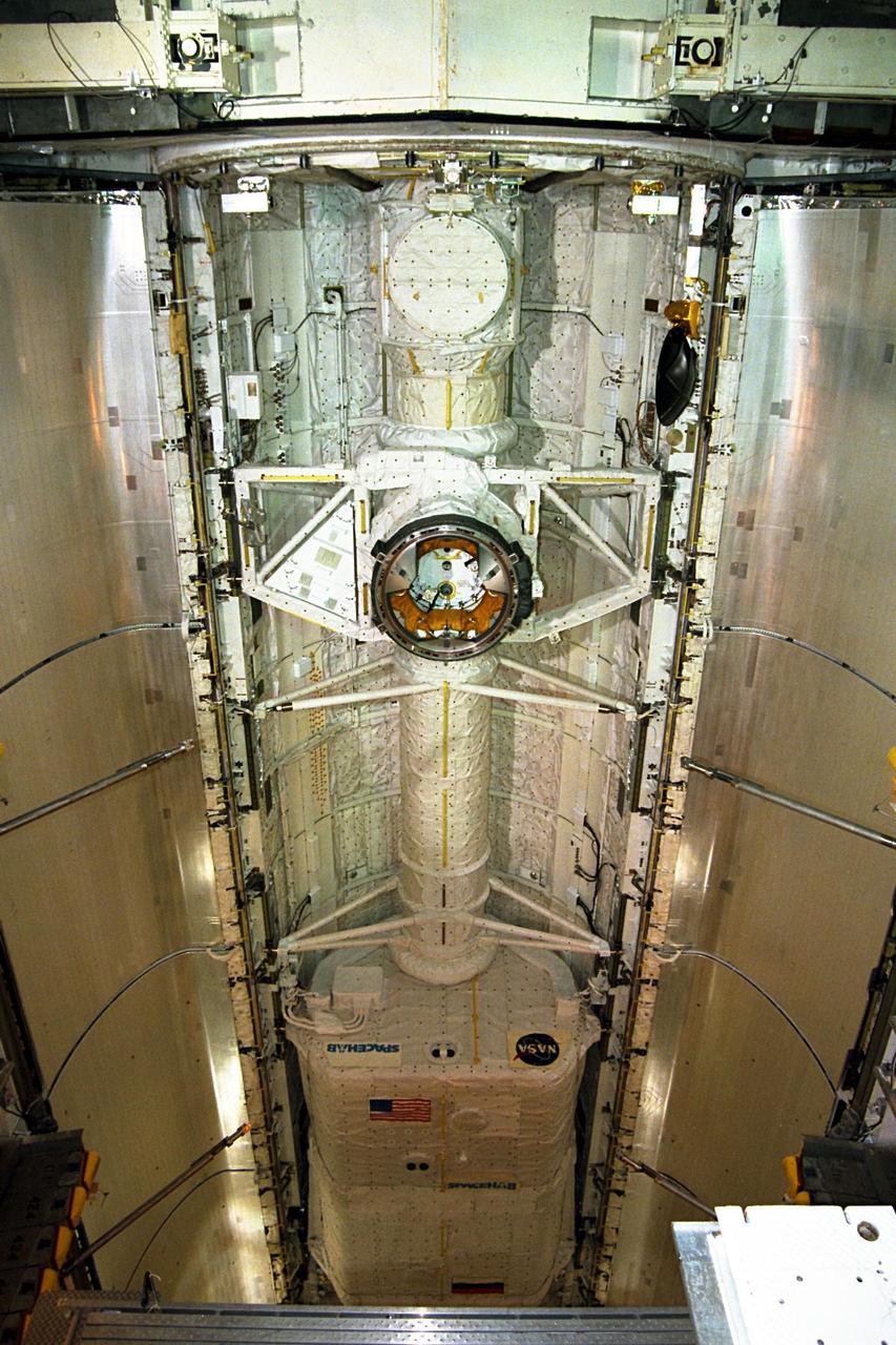 The Space Shuttle Endeavour's payload bay doors were successfully cycled and closed for flight on Jan. 19 following replacement of a seal on the left door. Endeavour will be carrying the SPACEHAB module in the payload bay of the orbiter. The double module configuration will house experiments to be performed by Endeavour's crew along with logistics equipment to be transferred to the Russian Space Station Mir, where Mission Specialist Andrew Thomas, Ph.D., will succeed David Wolf, M.D. STS-89 will be the eighth docking of the Space Shuttle with Mir. Launch is scheduled for January 22 at 9:48 p.m. EST