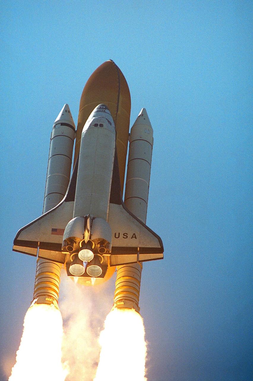 KENNEDY SPACE CENTER, FLA. -- The Space Shuttle Columbia surges skyward from Launch Pad 39B at 2:19 p.m. EDT Apr. 17 to begin the nearly 17-day STS-90 Neurolab mission. The launch was delayed 24 hours due to difficulty with a network signal processor, which was replaced Apr. 16, on the orbiter. The crew members on-board include Commander Richard Searfoss, Pilot Scott Altman, Mission Specialists Richard Linnehan, D.V.M., Dafydd (Dave) Williams, M.D., with the Canadian Space Agency, and Kathryn (Kay) Hire; and Payload Specialists Jay Buckey, M.D., and James Pawelczyk, Ph.D. Investigations during the Neurolab mission will focus on the effects of microgravity on the nervous system