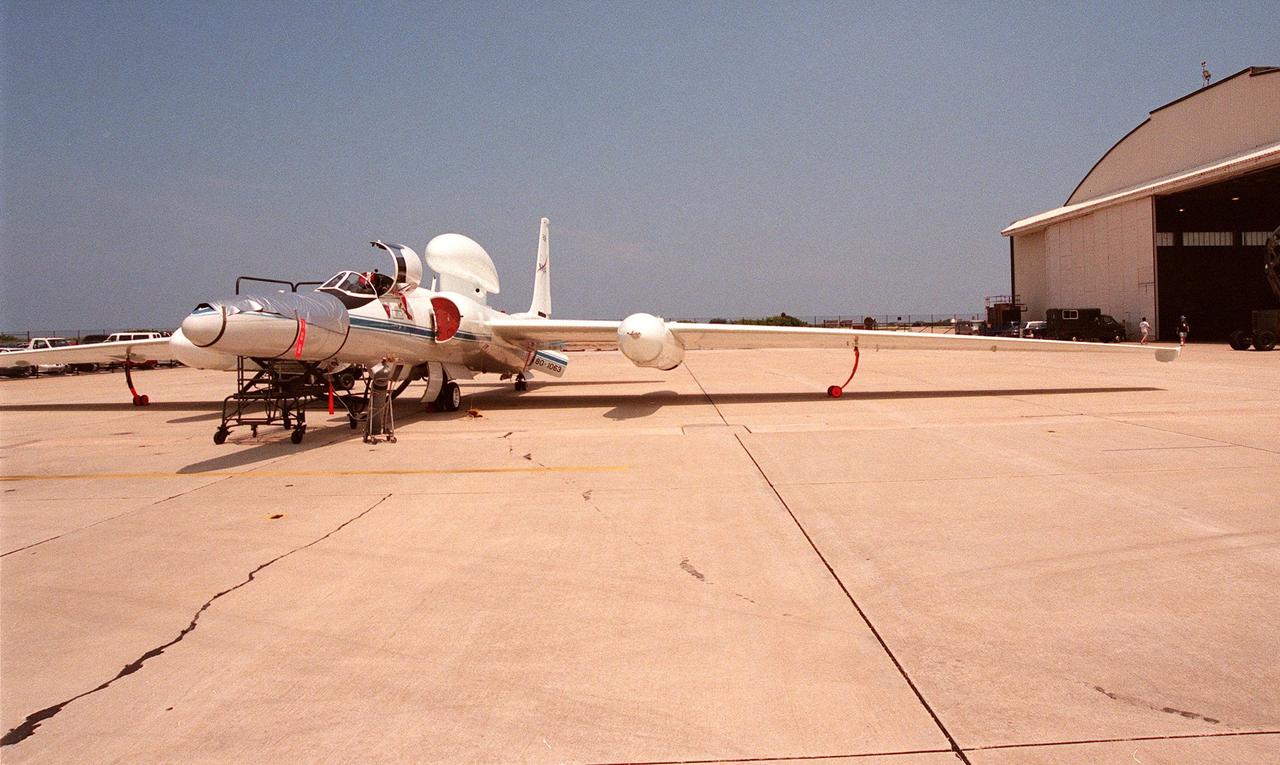 This high-altitude research plane, a specially equipped Dryden Flight Research Center ER-2 (a modified U-2), is readied at Patrick Air Force Base for flight into a hurricane in the Atlantic. The plane is part of the NASA-led Atmospheric Dynamics and Remote Sensing program that includes other government weather researchers and the university community in a study of Atlantic hurricanes and tropical storms. The ER-2, soaring above 65,000 feet, will measure the structure of hurricanes and the surrounding atmosphere that steers the storms’ movement. The hurricane study, which lasts through September 1998, is part of NASA’s Earth Science enterprise to better understand the total Earth system and the effects of natural and human-induced changes on the global environment