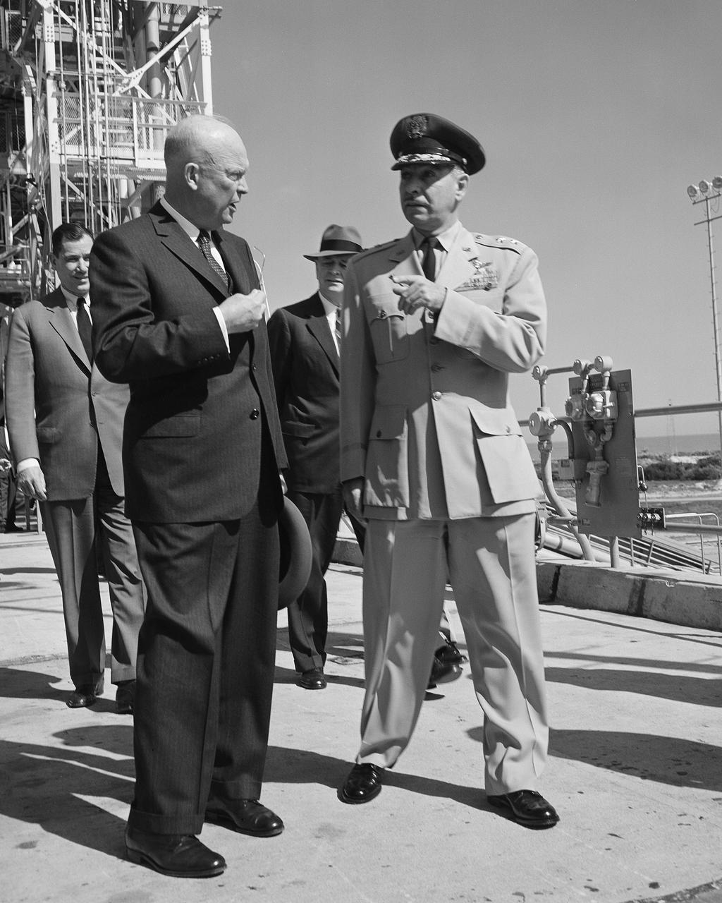 CAPE CANAVERAL, Fla. -- President Dwight D Eisenhower is briefed on operations at Cape Canaveral Air Force Station in Florida. Photo Credit: NASA