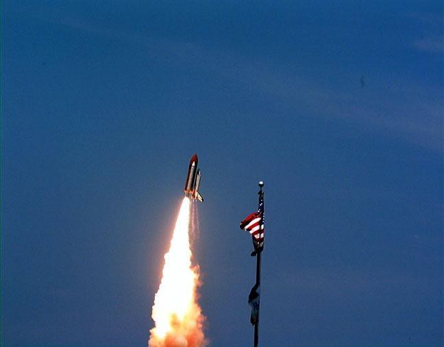 The Space Shuttle Columbia soars from Launch  Pad 39A at 2:02 p.m. EDT July 1 to begin the 16-day STS-94 Microgravity Science  Laboratory-1 (MSL-1) mission. The launch window was opened 47 minutes earlier than  the originally scheduled time of 2:37 p.m. to improve the opportunity to lift off before  Florida summer rain showers reached the space center. The  crew members are Mission  Commander James D. Halsell Jr.; Pilot Susan L. Still; Payload Commander Janice Voss;  Mission Specialists Michael L.Gernhardt and Donald A. Thomas; and Payload Specialists  Roger K. Crouch and Gregory T. Linteris. During the space flight, the MSL-1 will be  used to test some of the hardware, facilities and procedures that are planned for use on the  International Space Station while the flight crew conducts combustion, protein crystal  growth and materials processing experiments. Also onboard is the Hitchhiker Cryogenic  Flexible Diode (CRYOFD) experiment payload, which is attached to the right side of  Columbia’s payload bay. These payloads had previously flown on the STS-83 mission in  April, which was cut short after nearly four days because of indications of a faulty fuel  cell. STS-94 is a reflight of that mission