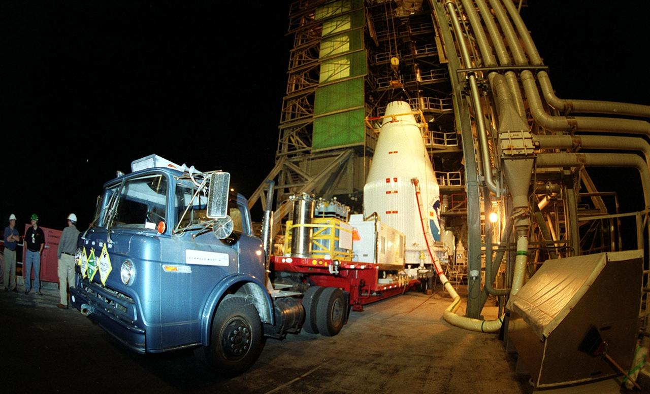 The GOES-L satellite arrives on pad 36A, Cape Canaveral Air Force Station. The Atlas IIA rocket is designed to launch payloads into low earth orbit, geosynchronous transfer orbit or geosynchronous orbit. The rocket is the launch vehicle for the GOES-L satellite, part of the NOAA National Weather Service system in weather imagery and atmospheric sounding information. The primary objective of the GOES-L is to provide a full capability satellite in an on-orbit storage condition, to assure NOAA continuity in services from a two-satellite constellation. Launch services are being provided by the 45th Space Wing. Launch is scheduled for May 3