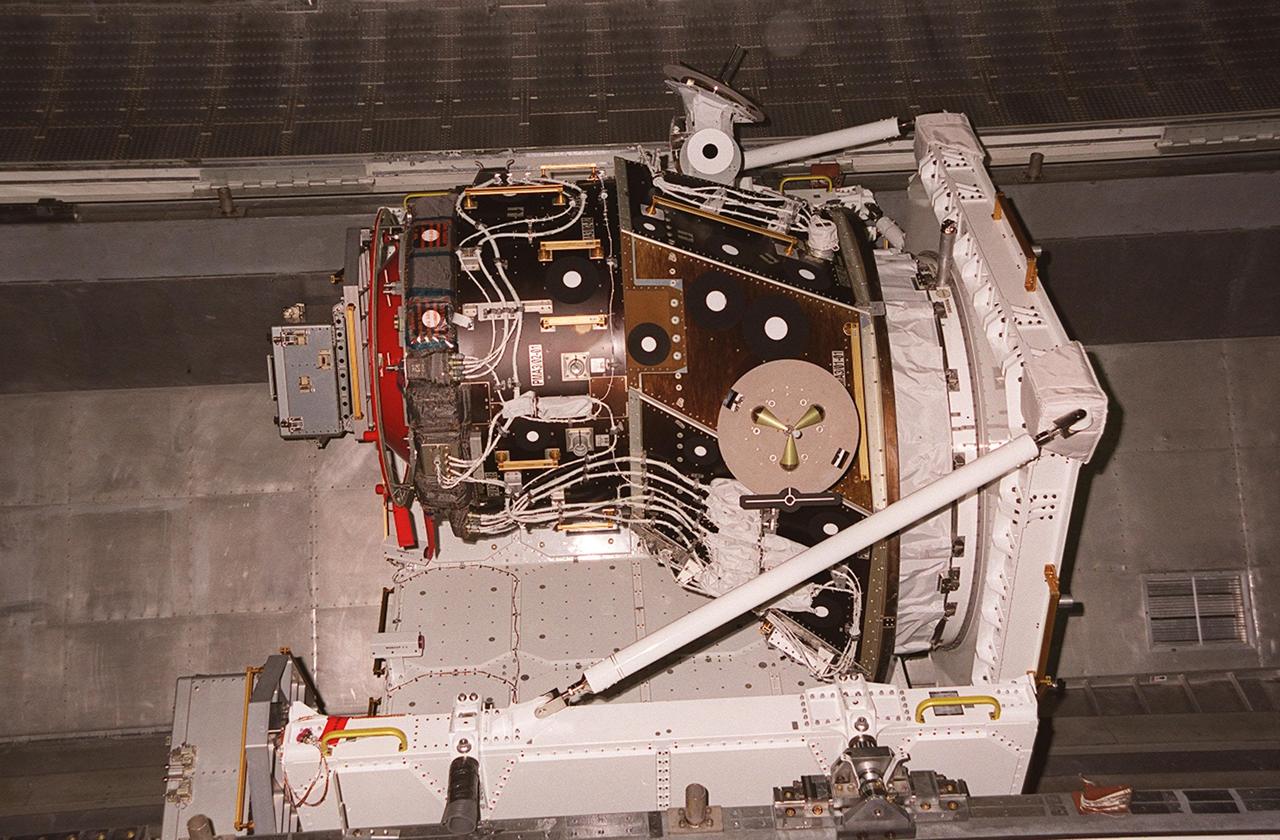 KENNEDY SPACE CENTER, FLA. -- This closeup shows the Pressurized Mating Adapter -3 (PMA-3) after transport to the Orbiter Processing Facility. A component of the International Space Station, the PMA-3 is being transferred to the payload bay of the orbiter Discovery, for mission STS-92, scheduled to launch Oct. 5. The mission will be the fifth flight to the Space Station, and the 100th Shuttle flight overall. PMA-3 provides shuttle docking port for solar array installation on flight 4A (mission STS-97 scheduled for Nov. 30), and Lab installation on flight 5A (mission STS-98, scheduled for Jan. 18, 2001)