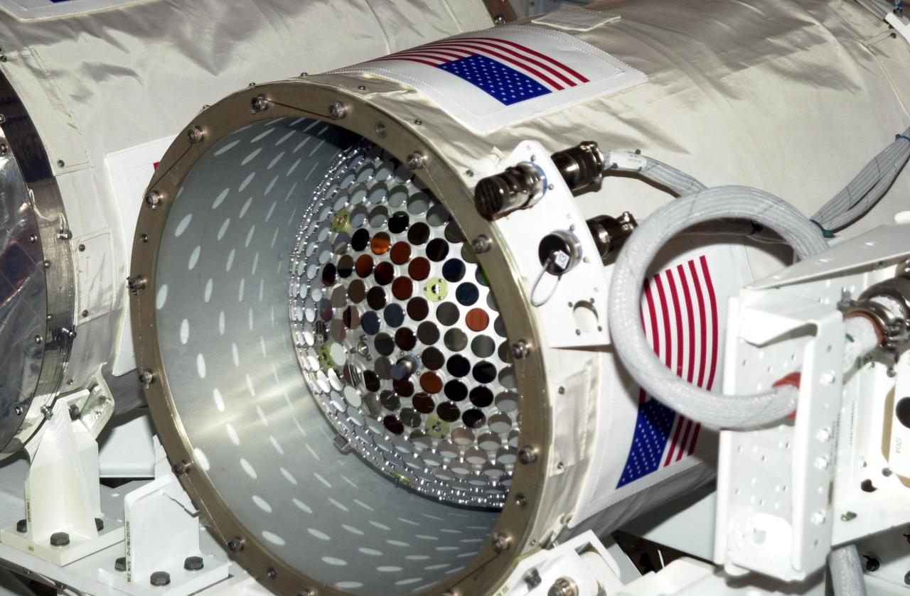 KENNEDY SPACE CENTER, Fla. --  The Starshine-2 experiment rests inside a canister in the payload bay of Space Shuttle Endeavour.  The deployable experiment is being carried on mission STS-108.  Starshine-2's 800 aluminum mirrors were polished by more than 25,000 students from 26 countries. Top priorities for the STS-108 (UF-1) mission of Endeavour are rotation of the International Space Station Expedition Three and Expedition Four crews, bringing water, equipment and supplies to the station in the Multi-Purpose Logistics Module Raffaello, and completion of robotics tasks and a spacewalk to install thermal blankets over two pieces of equipment at the bases of the Space Station's solar wings. Liftoff of Endeavour on mission STS-108 is scheduled for 7:41 p.m. EST