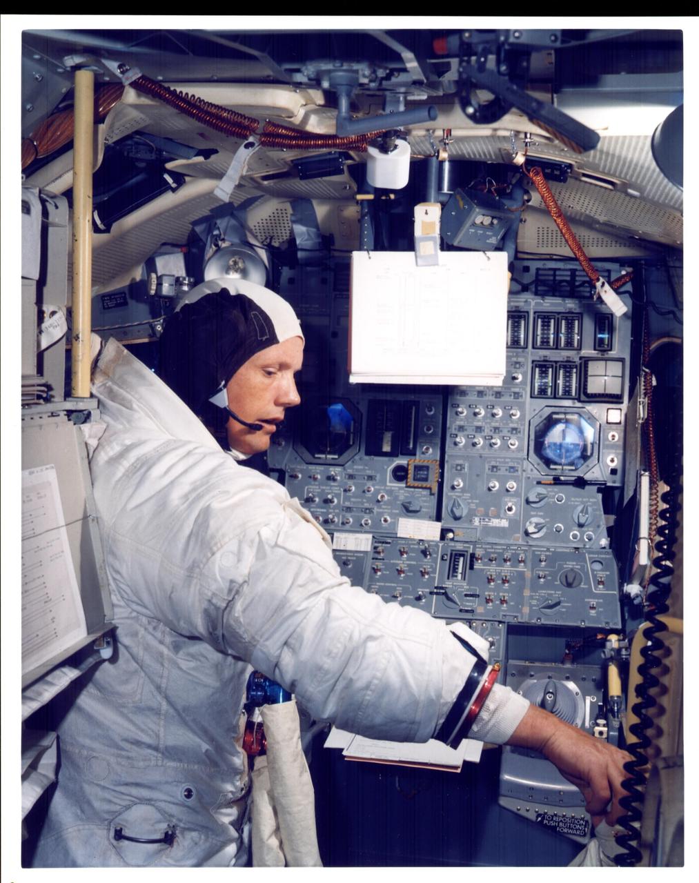 KENNEDY SPACE CENTER, FLA. -  Apollo 11 Commander Neil Armstrong is going through flight training in the lunar module simulator situated in the Flight Crew Training Building at KSC.  Armstrong wil pilot the lunar module to a Moon landing on July 20, following launch from KSC at 9:32 a.m. July 16.