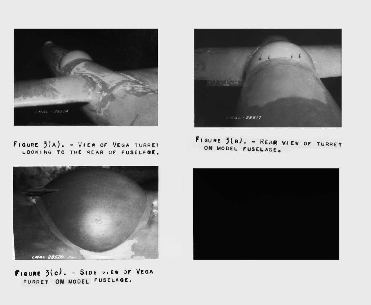B-33 Vega Turrets.  Photo are listed in the NACA Wartime report L-463, October 1942, Test of a Large Spherical Turret and a modified Turret on a Typical Bomber Fuselage by Axel T. Mattson. 
