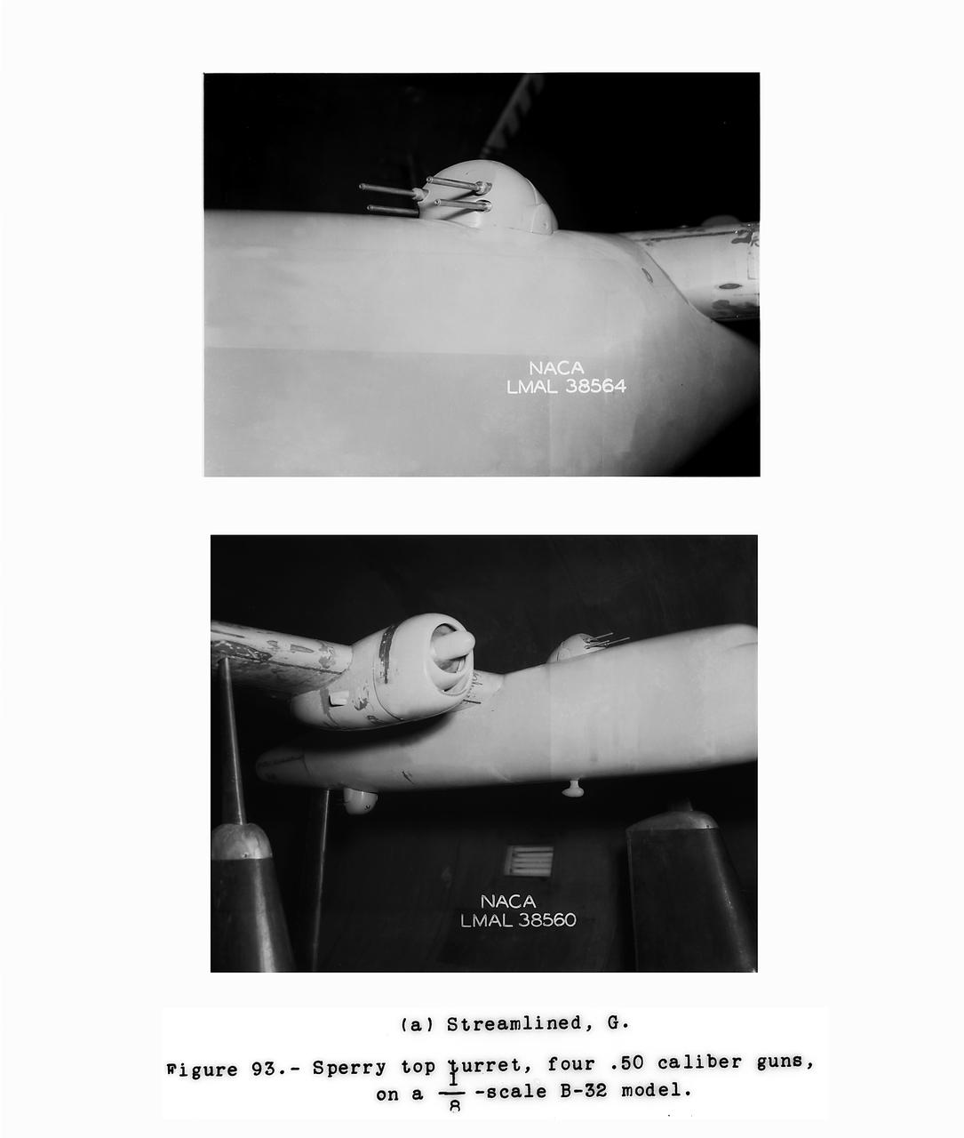 Detail Shots of B-32 Turret. Test conducted in the NACA 19 foot pressure tunnel LMAL-38560 NACA document.