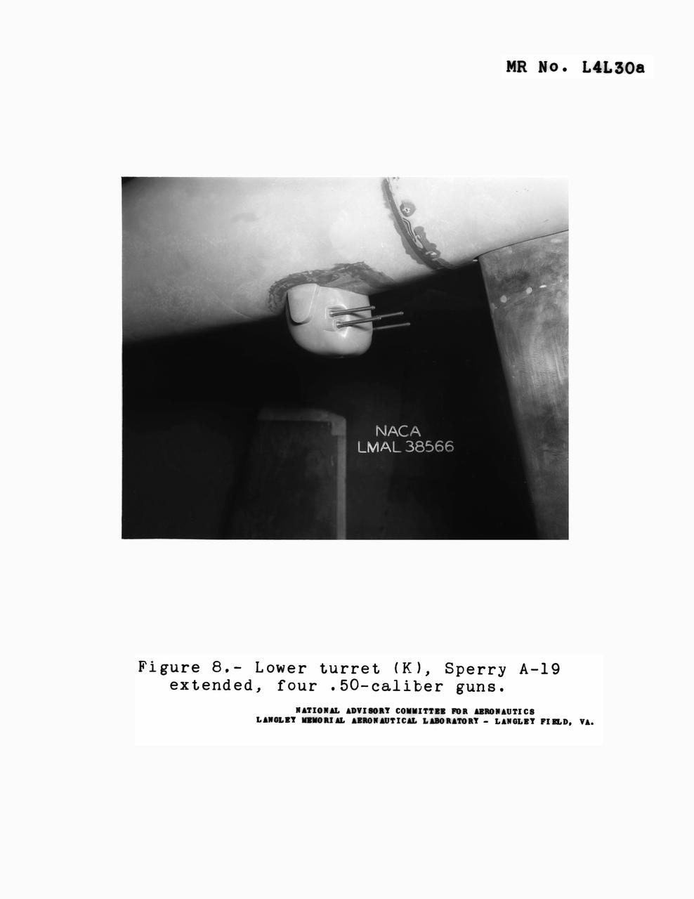 Detail Shots of B-32 Turret. Test conducted in the NACA 19 foot pressure tunnel LMAL-38560 NACA document.