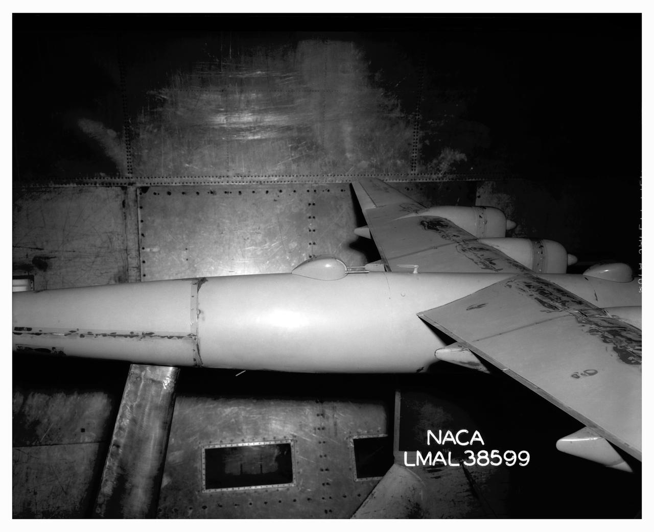 B-32 Model Close Up. Test conducted in the NACA 19 foot pressure tunnel LMAL-38560 NACA document.