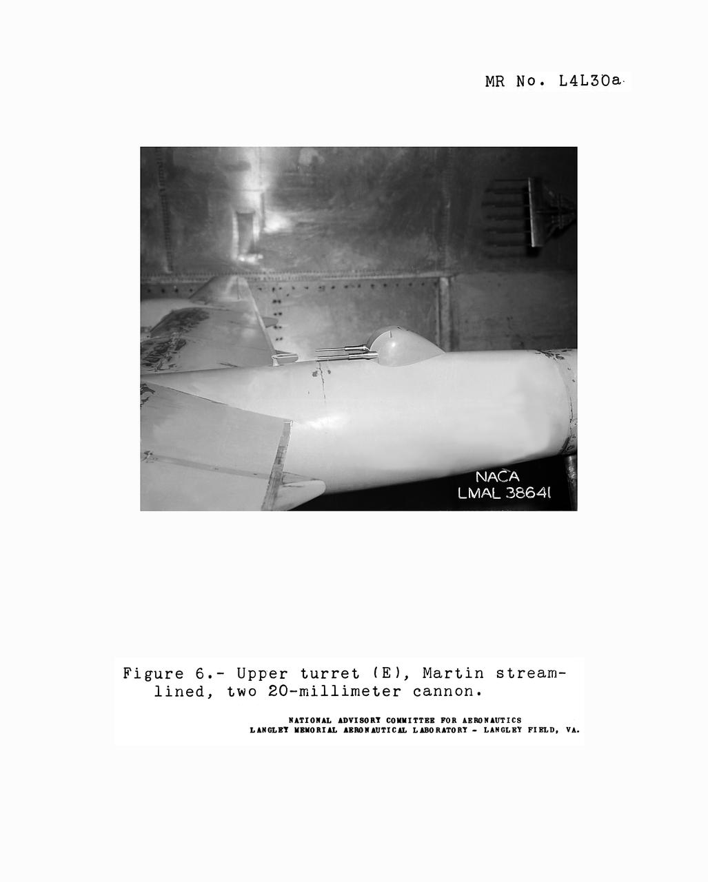 Gun turrets of XP-35. Test conducted in the NACA 19 foot pressure tunnel LMAL-38560 NACA document.