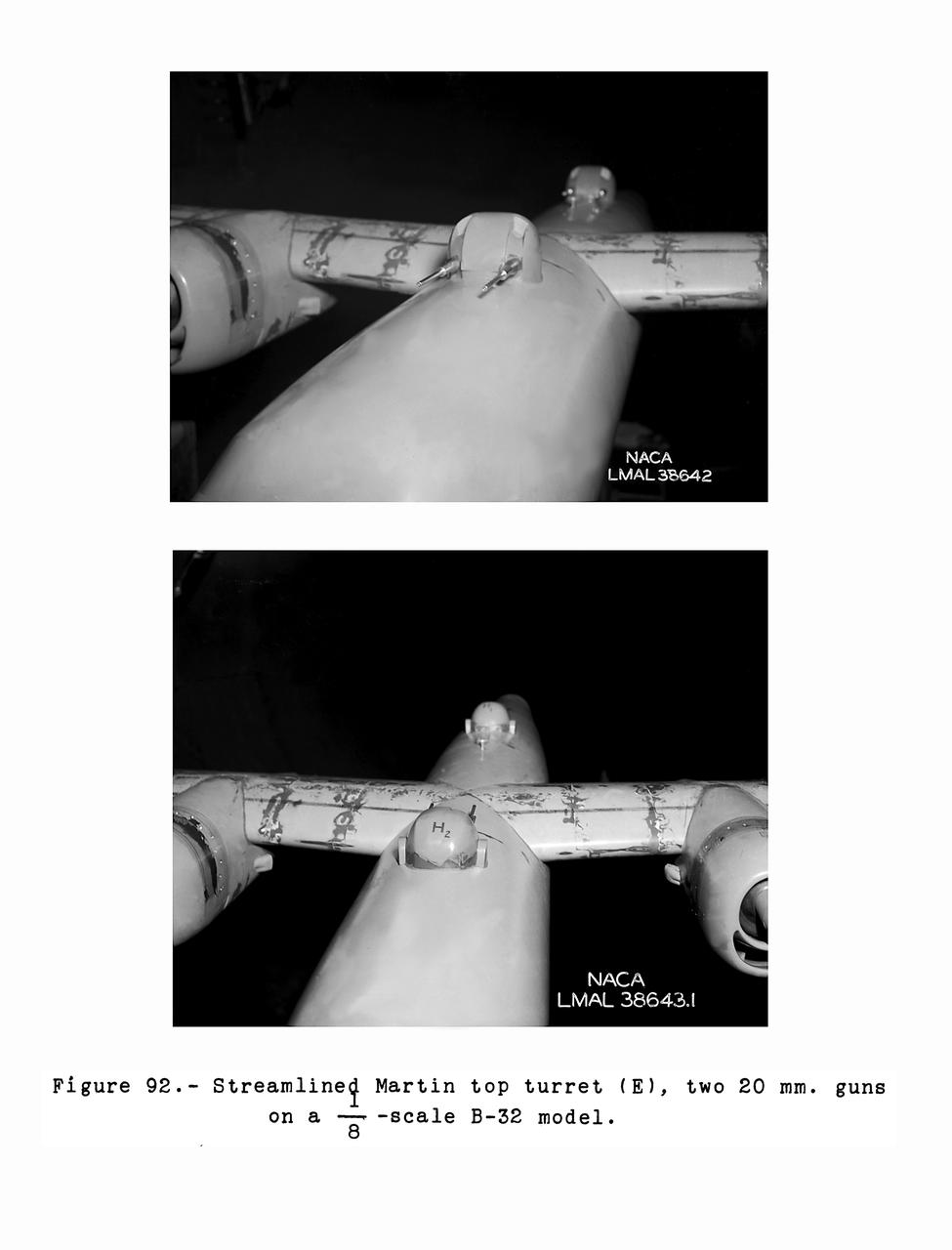 Gun Turrets of XP-35 Figure 92 Streamlined Martin Top Turret. B-33 Vega Turrets. Test conducted in the NACA 19 foot pressure tunnel LMAL-38560 NACA document.