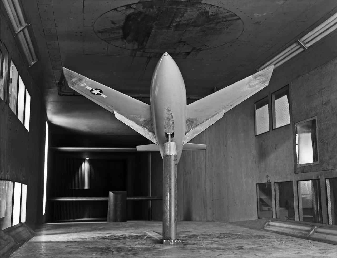Modified Bell X-1 model pioneered variable-sweep studies in 1947.  Photograph published in Sixty Years of Aeronautical Research 1917-1977 By David A. Anderton. A NASA publication, page 52.