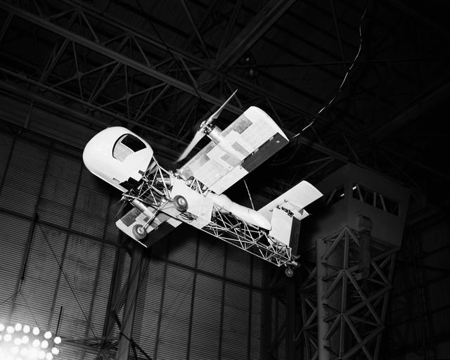 NASA image: Vertical model flying in LaRC Full Scale Tunnel