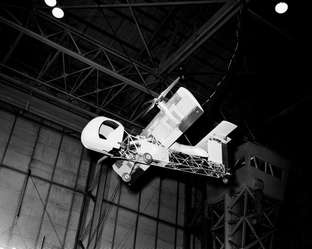 NASA image: Vertical model flying in LaRC Full Scale Tunnel