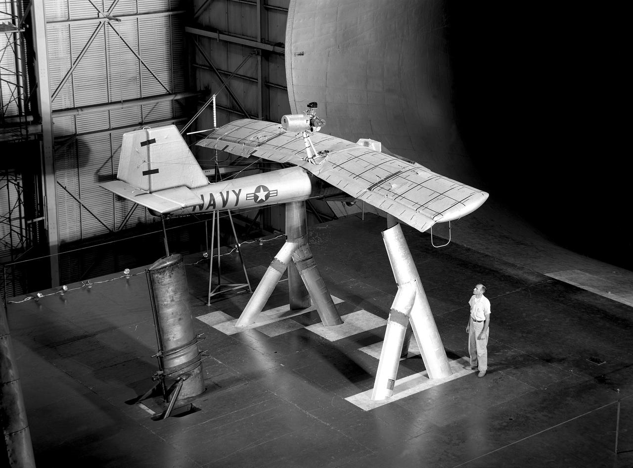 Various Components of Goodyear Inflatable Airplane in Full Scale Tunnel building 643 Test 238