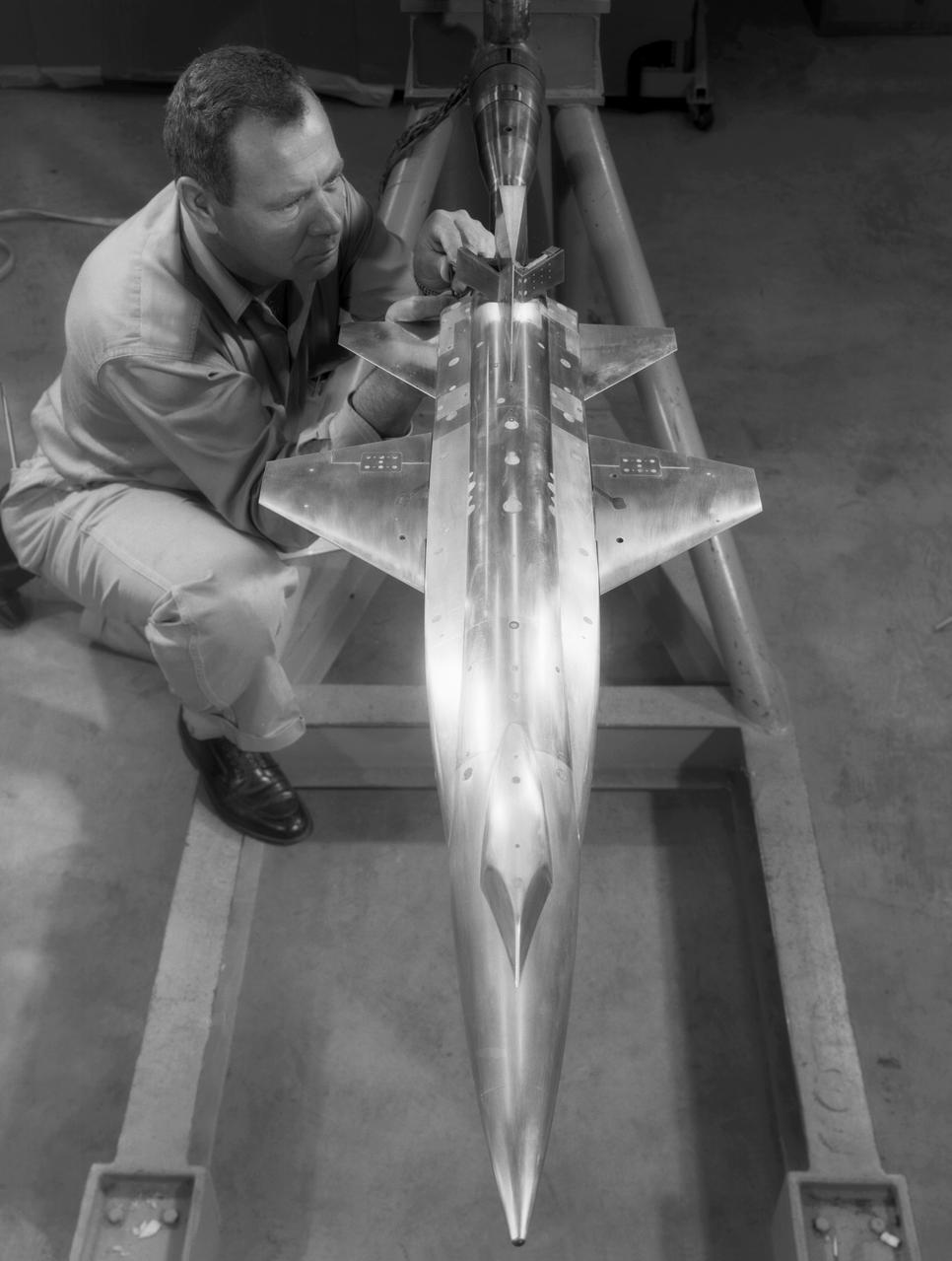 North American X-15 Model being readied for tests in Langley Unitary Plan