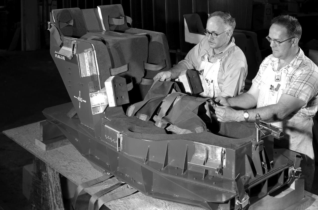 Space Couch Preparation  man with the mustache is Richard H. Pingley 