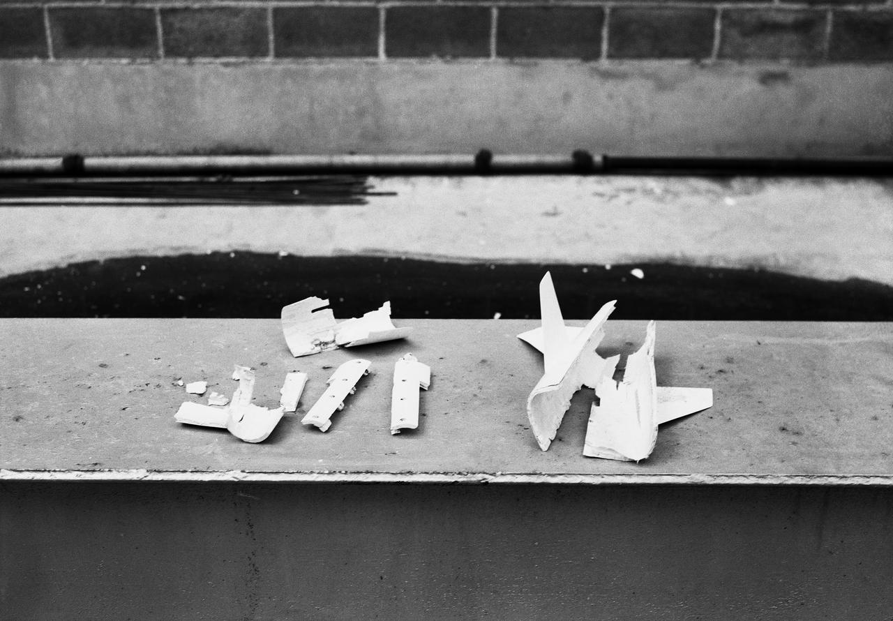 Pieces of small scale model broken in 16 Foot Transonic Tunnel.