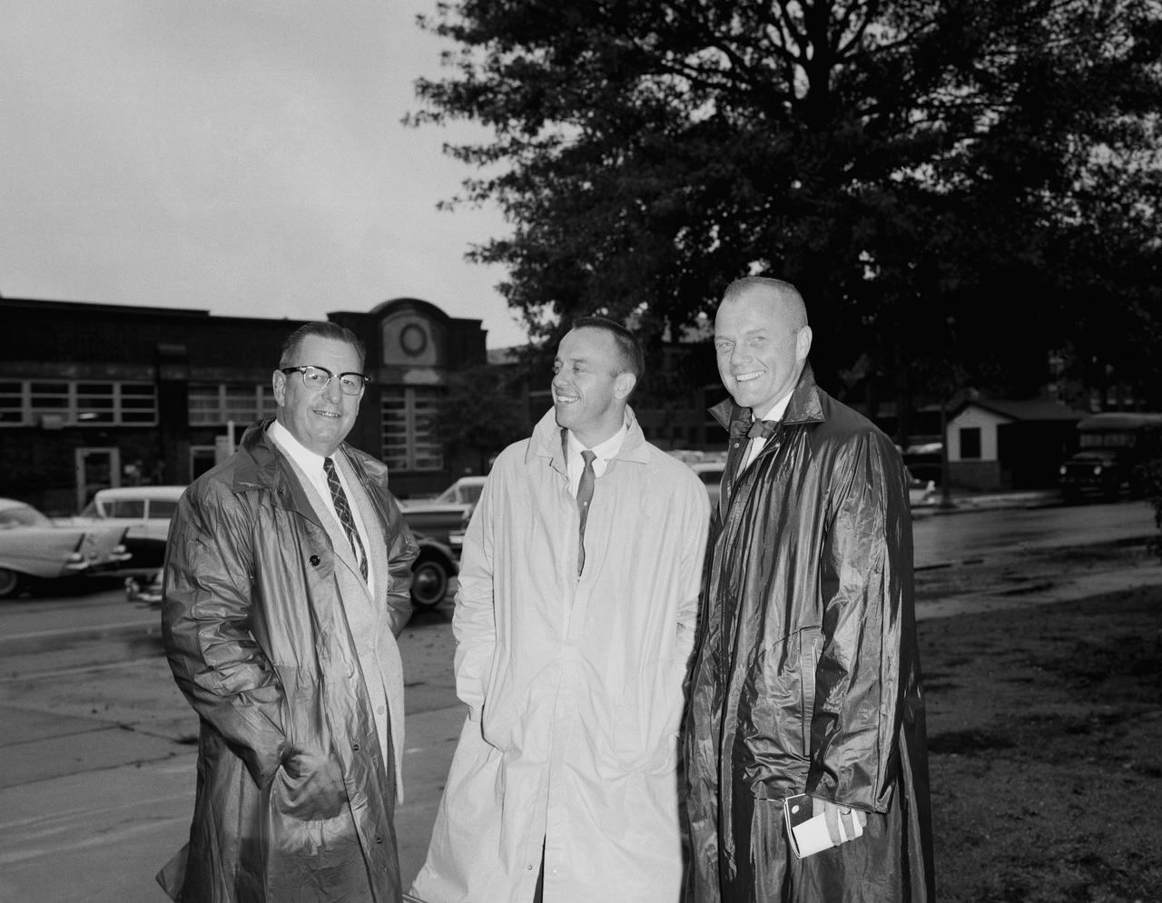 Astronauts at 1959 Langley Inspection.  Astronauts at 1959 Langley Inspection: The seven are shown in the Unitary Plan Wind Tunnel NASA Langley. The astronauts left to right: John H. Glenn Jr., M.Scot Carpenter, Virgil I.Grissom, Walter M. Schirra Jr., L. Gordon Cooper, Alan B. Shepard Jr.and Donald K. Slayton. 