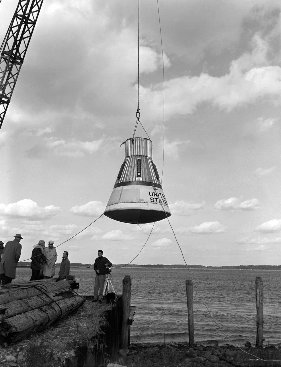 Water drop and recovery from shore-based crane at Langley's back river.