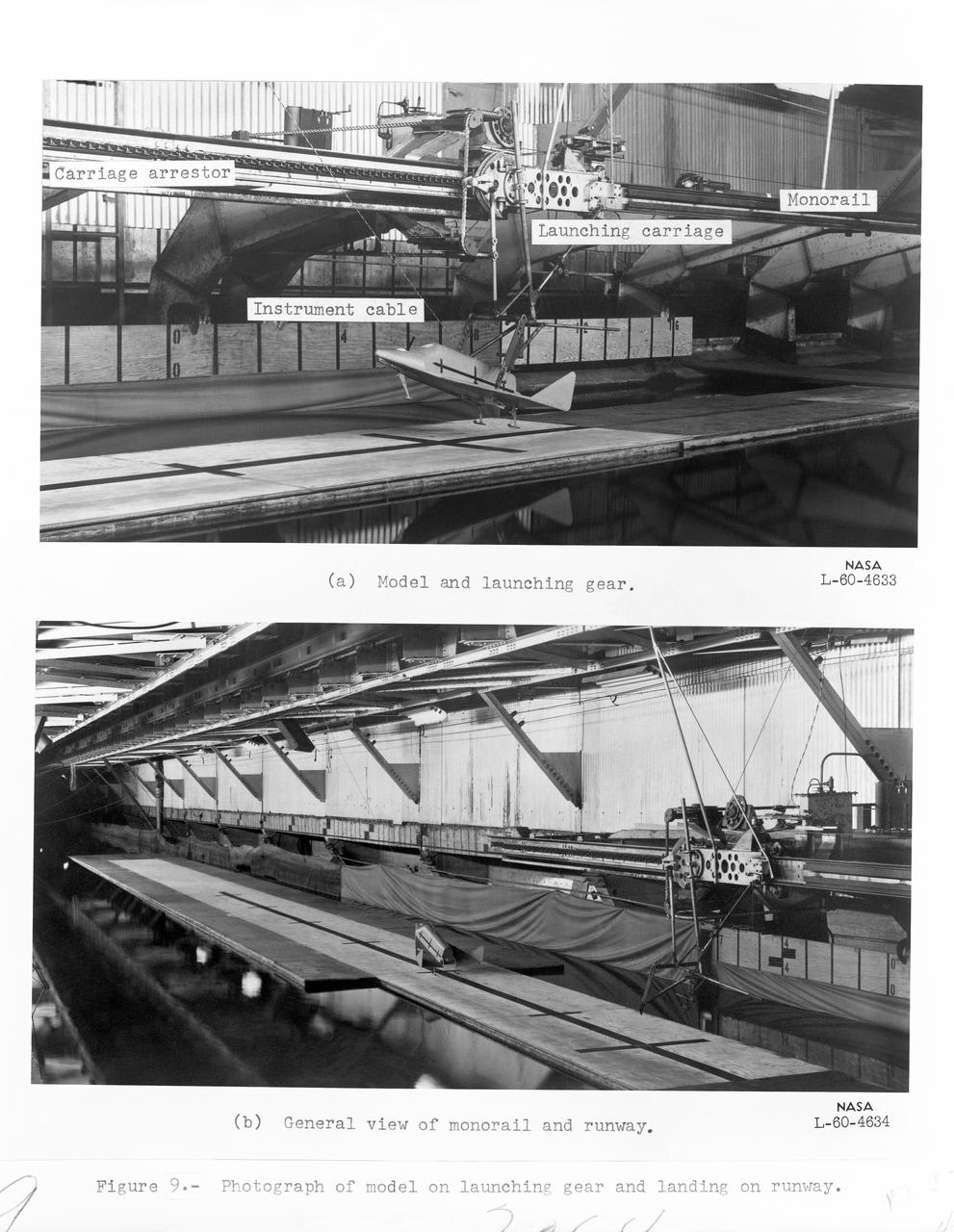 Test Setup For Model Landing Investigation of a Winged Space Vehicle  Image used in NASA Document TN-D-1496  1960-L-04633.01 is Figure 9a for NASA Document L-2064 Photograph of model on launcher and landing on runway. 