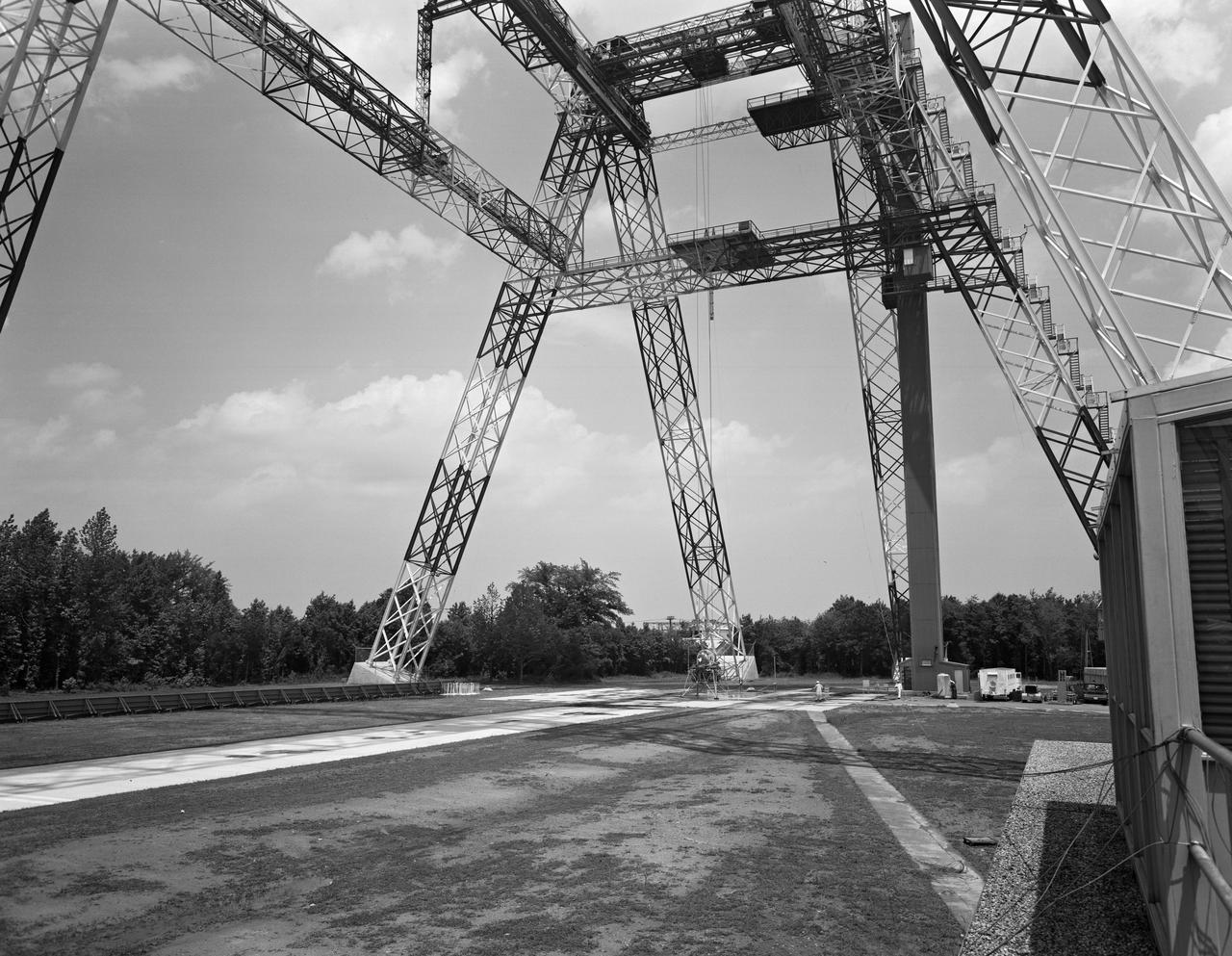 Lunar Landing Testing at NASA Langley. Lunar Landing Testing at NASA Langley. A simulated environment that contributed in a significant way to the success of  Apollo project was the Lunar Landing Research Facility, an imposing 250 foot high, 400 foot long gantry structure that became operational in 1965.  Published in the book "Space Flight Revolution"  NASA SP-4308 pg. 376