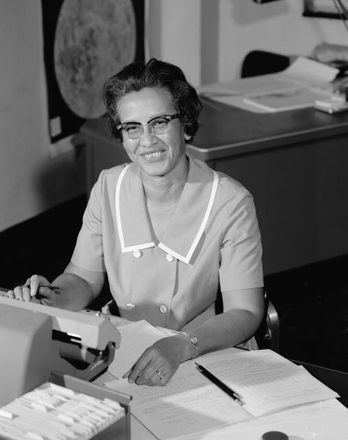 NASA image: Katherine Johnson At Her Desk at NASA Langley Research Center 