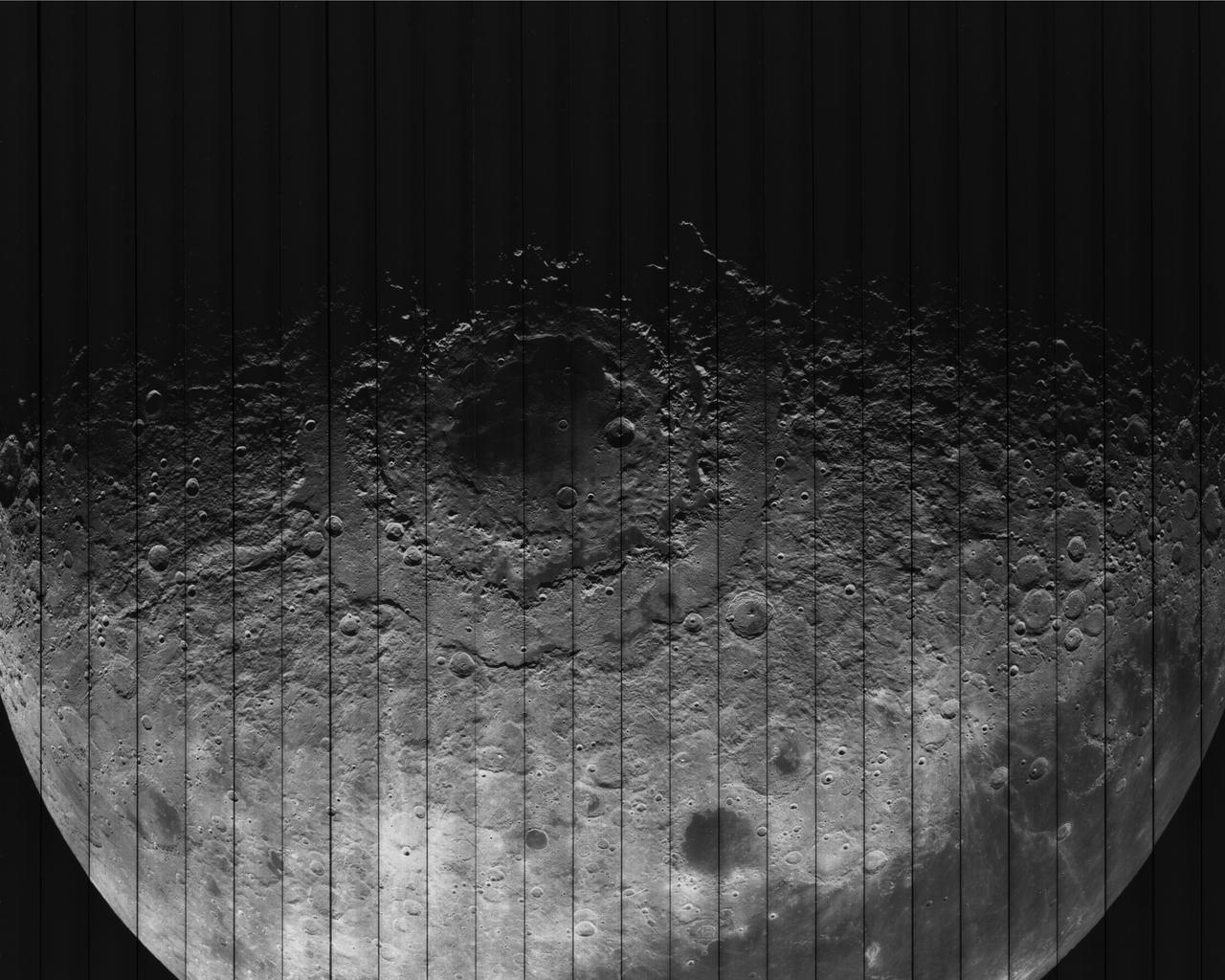 This photo was taken by Lunar Orbiter IV.  In it's mission to photograph areas on the new and far side of the Moon and supplemental photography of suggested Apollo landing sites.