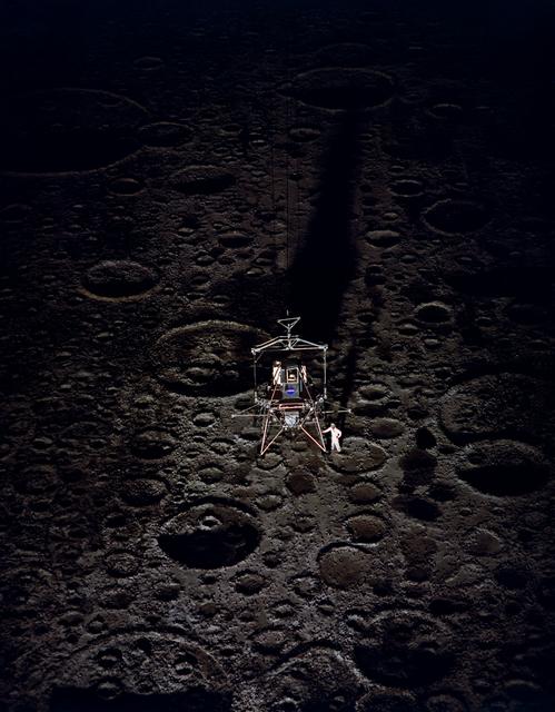 NASA image: Lunar Landing Research Facility and Model at Night 