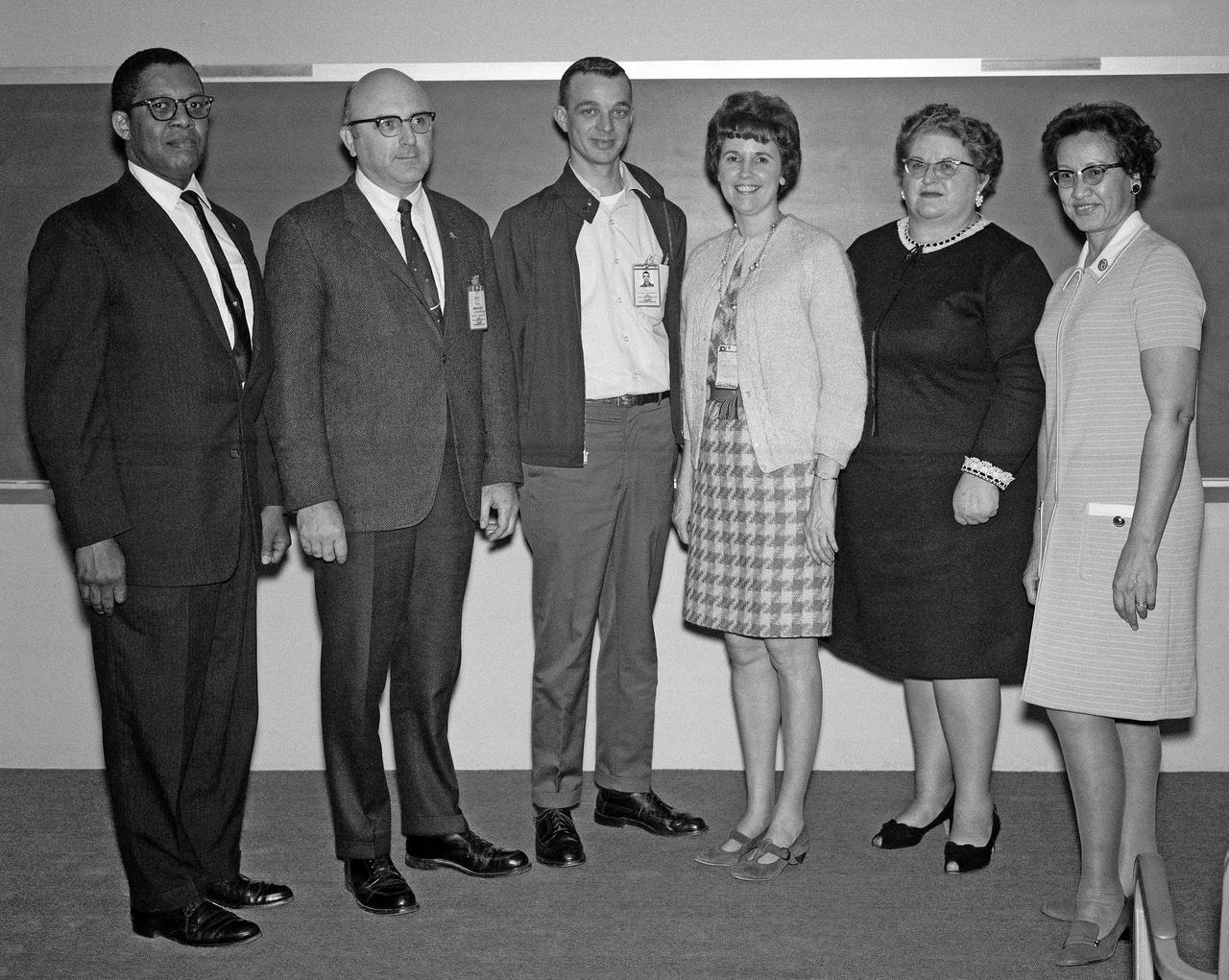 Trainees Honored: Langley Researcher, March 6, 1970 page 6. Six staff members instructed the trainees in various subjects Horace Bellamy, Fred Eichenbrenner,Thomas Hall, Evelyn Myers, Eloise McGehee, and Katherine Johnson.