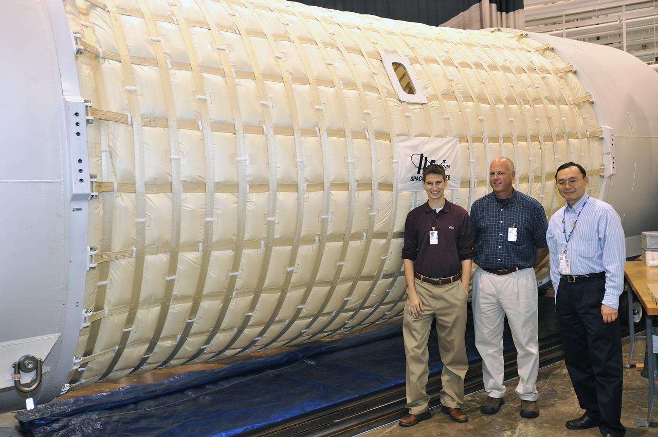 Expandable Lunar Habitat (X-Hab).ILC Dover, under contract by NASA Langley Research Center, and in cooperation with NASA Johnson Space Center has designed and manufactured an expandable lunar habitat. This cylindrical habitat, or Expandable Lunar Habitat (X-Hab) is a hybrid system with two hard end caps and a deployable softgoods section in the center.