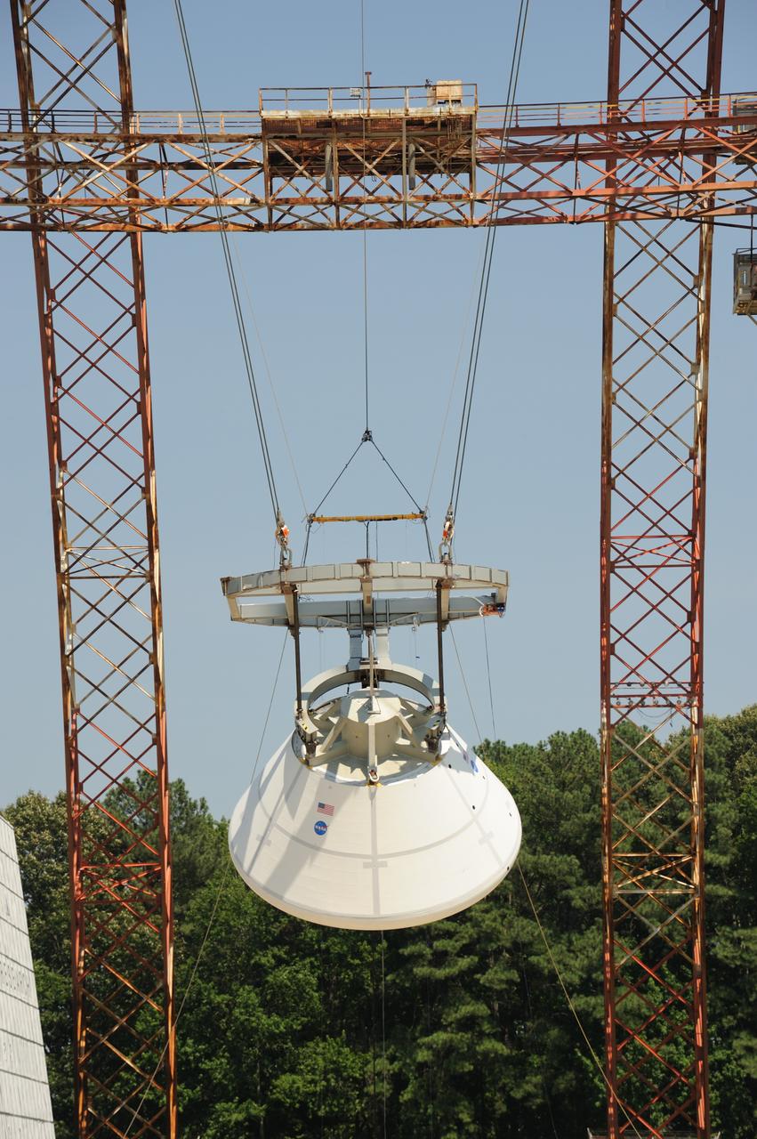 ORION Project-(SPLASH) Structural Passive Landing Attenuation for Survivability of Human Crew (BTA) Boiler Plate Test Article Water Impact Test-Pot Phase"0" Test  Tested at the Hydro Impact Basin at the Landing and Impact Research Facility (Gantry)