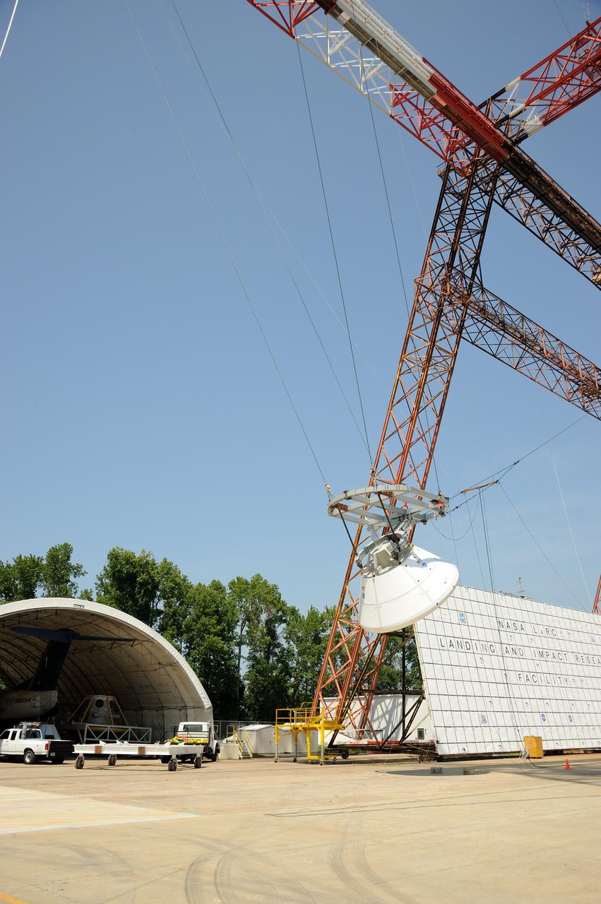 ORION Project-(SPLASH) Structural Passive Landing Attenuation for Survivability of Human Crew (BTA) Boiler Plate Test Article Water Impact Test-Pot Phase"0" Test Tested at the Hydro Impact Basin at the Landing and Impact Research Facility (Gantry)