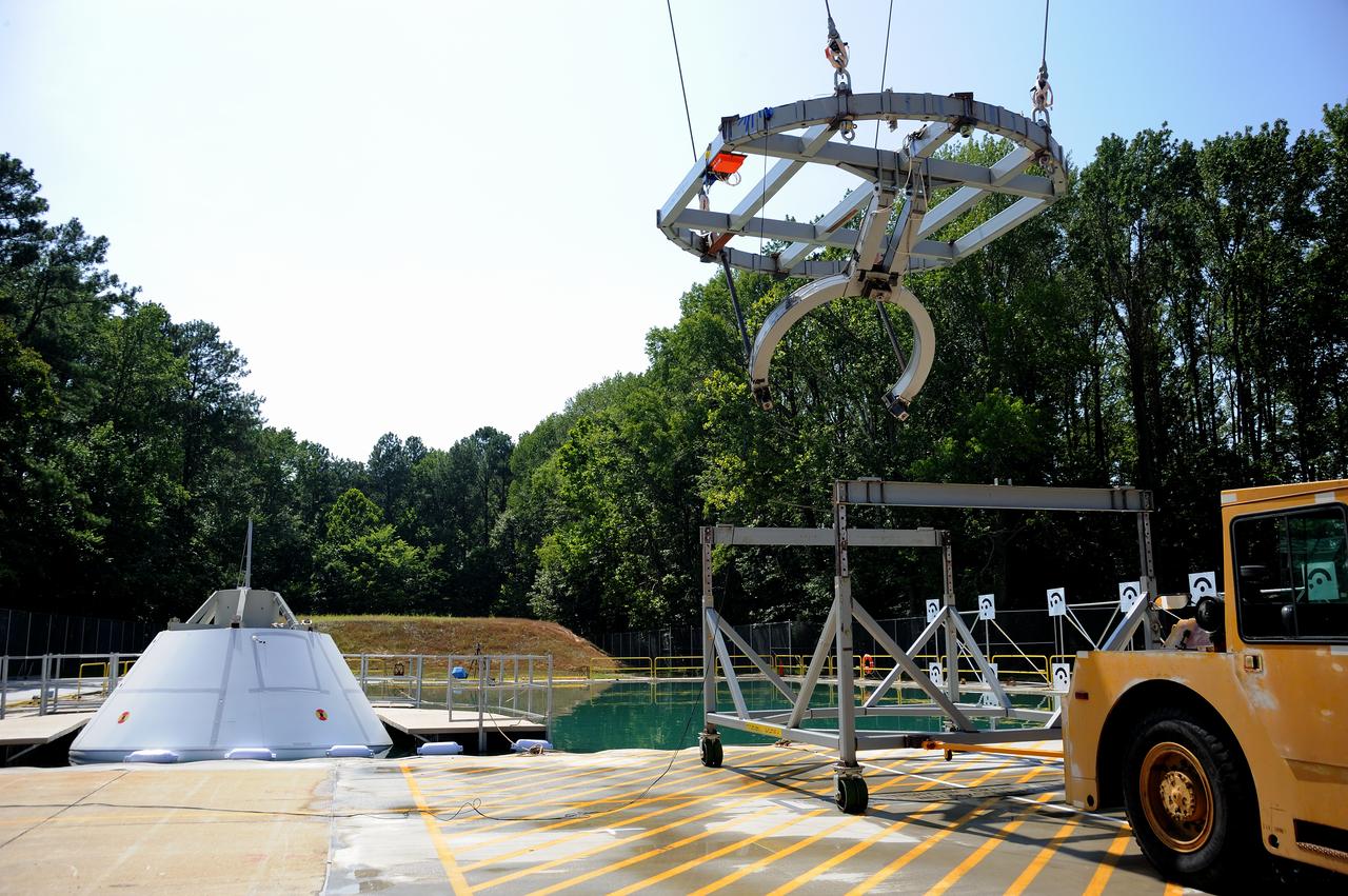 ORION Project-(SPLASH) Structural Passive Landing Attenuation for Survivability of Human Crew (BTA) Boiler Plate Test Article Water Impact Test-Pot Phase"0" Test  Tested at the Hydro Impact Basin at the Landing and Impact Research Facility (Gantry)