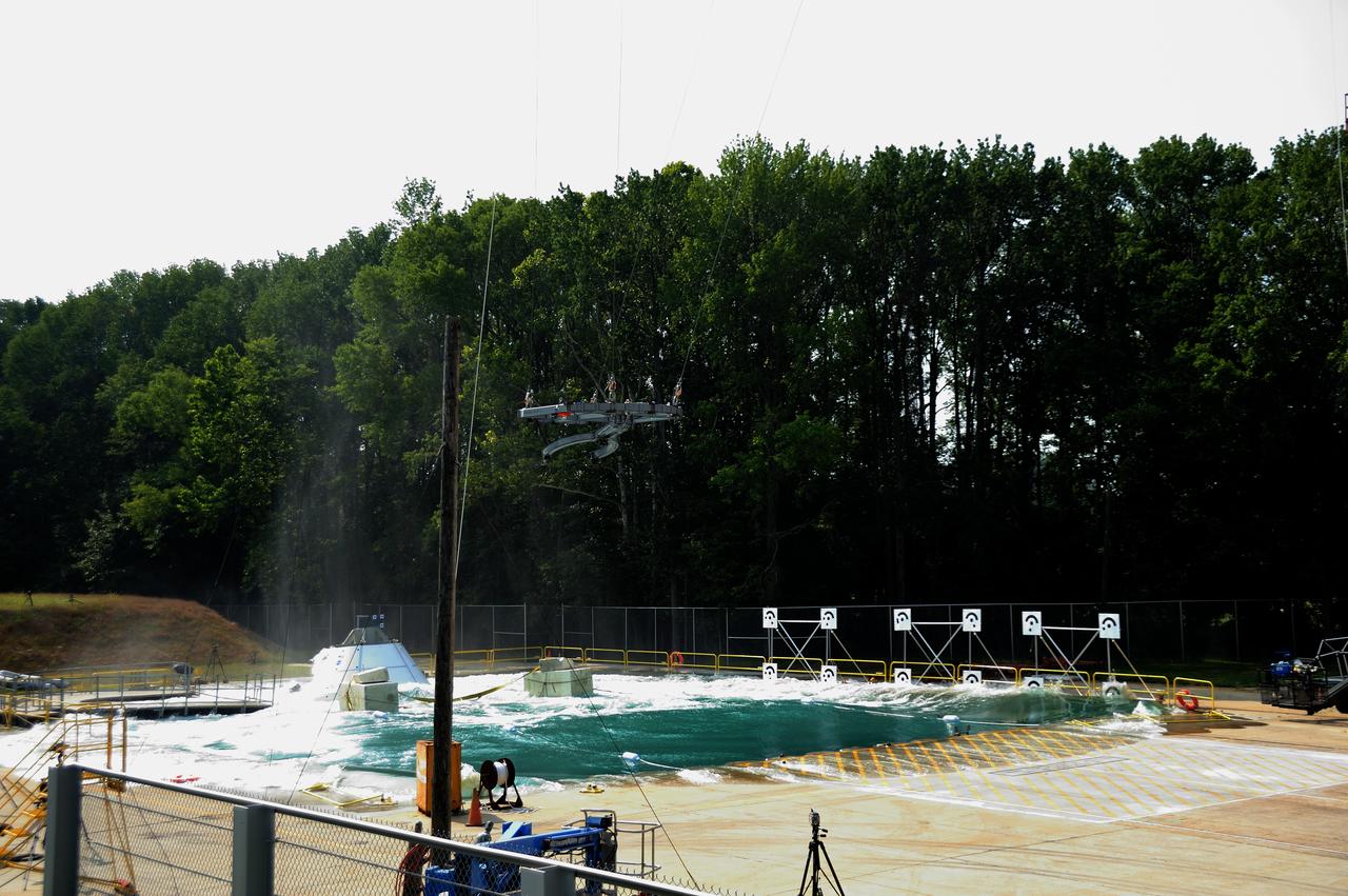ORION Project-(SPLASH) Structural Passive Landing Attenuation for Survivability of Human Crew (BTA) Boiler Plate Test Article Water Impact Test-Pot Phase"0" Test POT#2  Tested at the Hydro Impact Basin at the Landing and Impact Research Facility (Gantry)